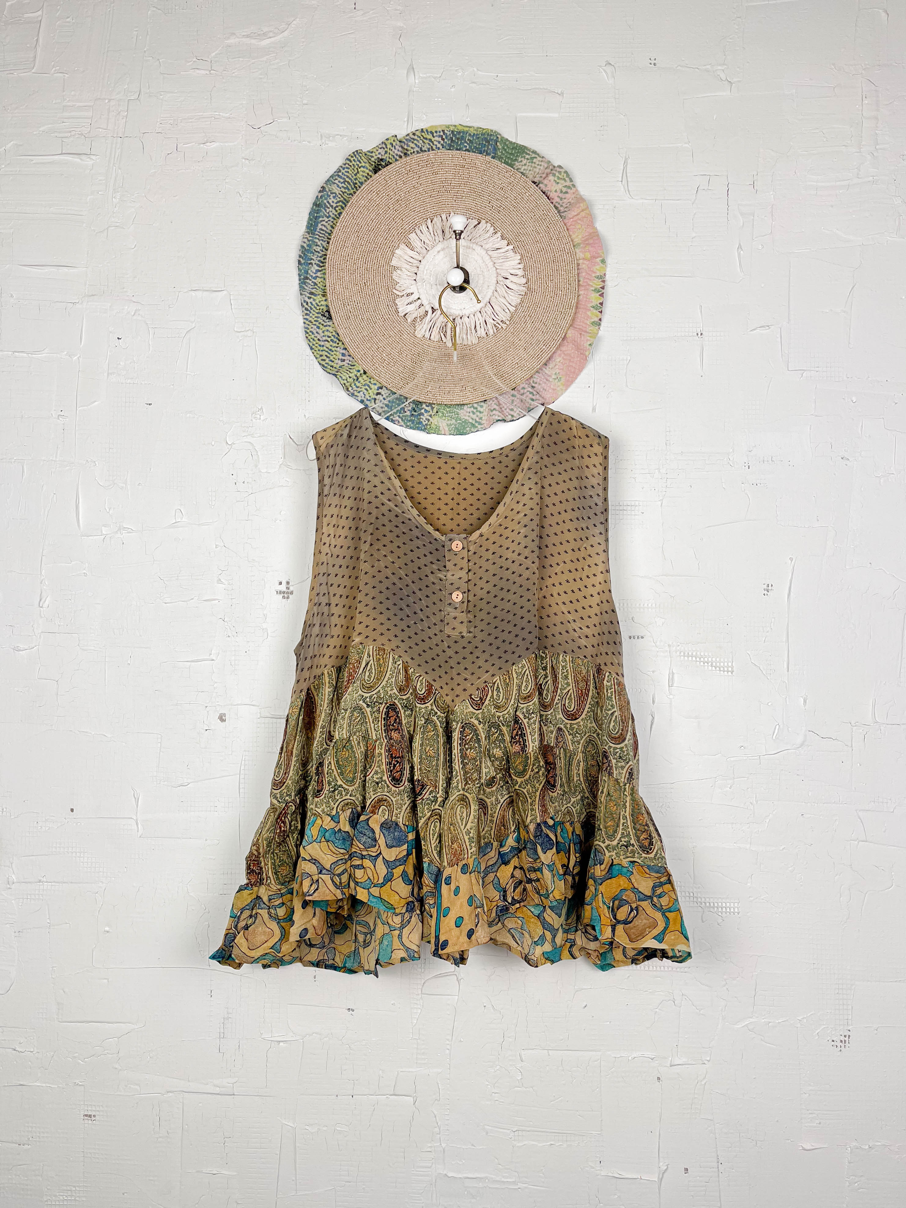 Silk top with patchwork - Love Protect Sustain