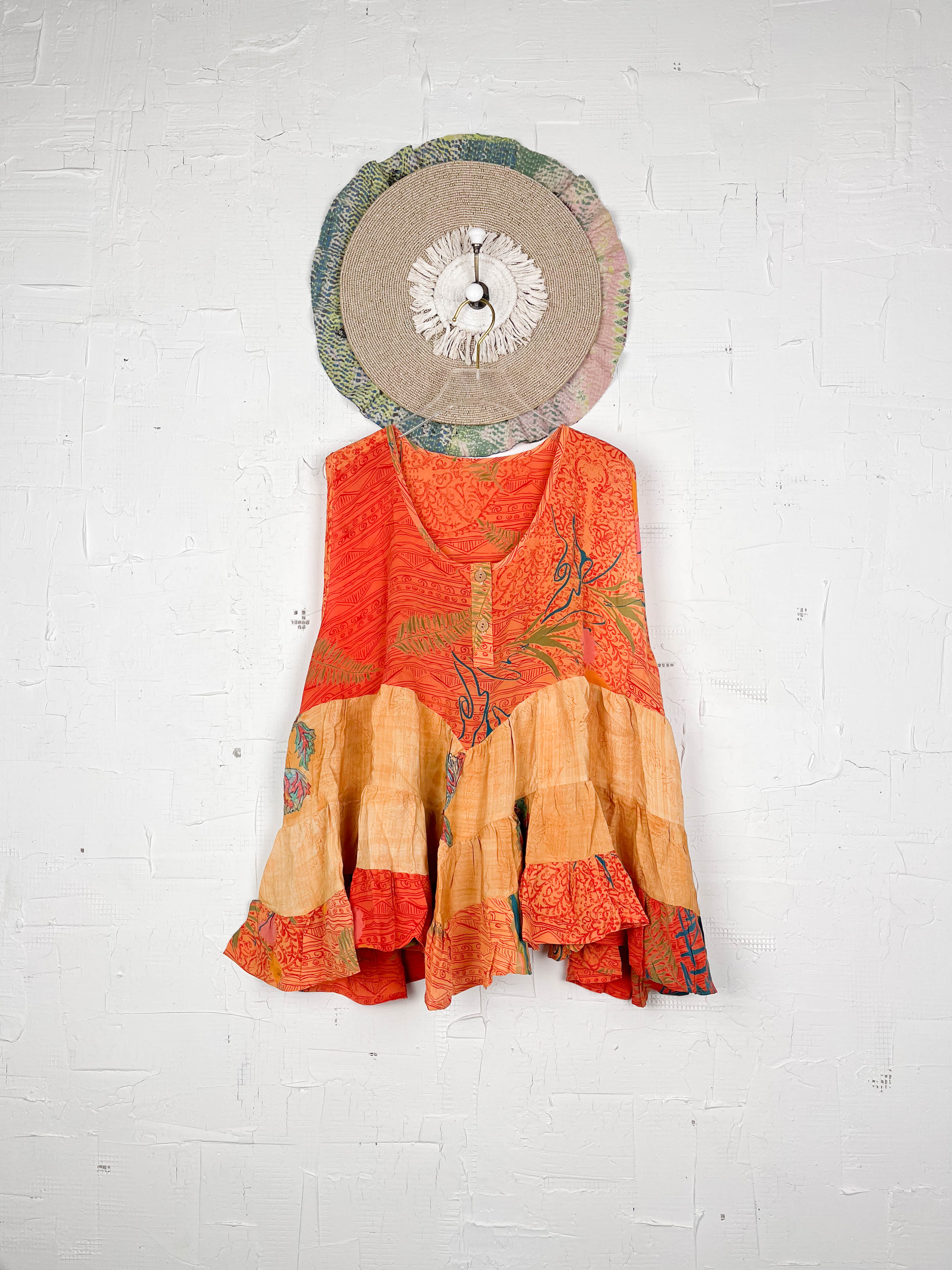 Silk top with patchwork - Love Protect Sustain