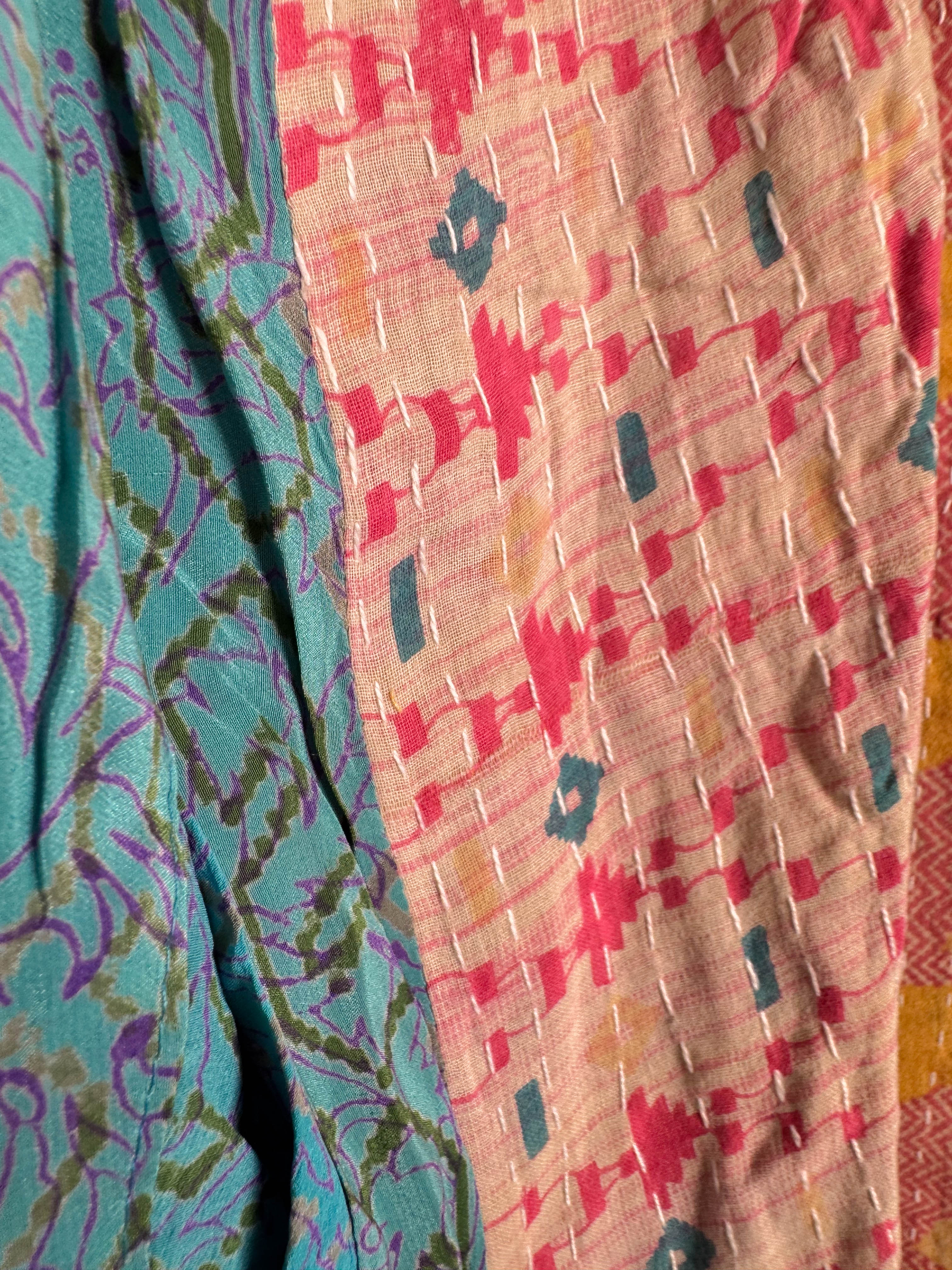 Sleeveless silk kantha top - Love Protect Sustain