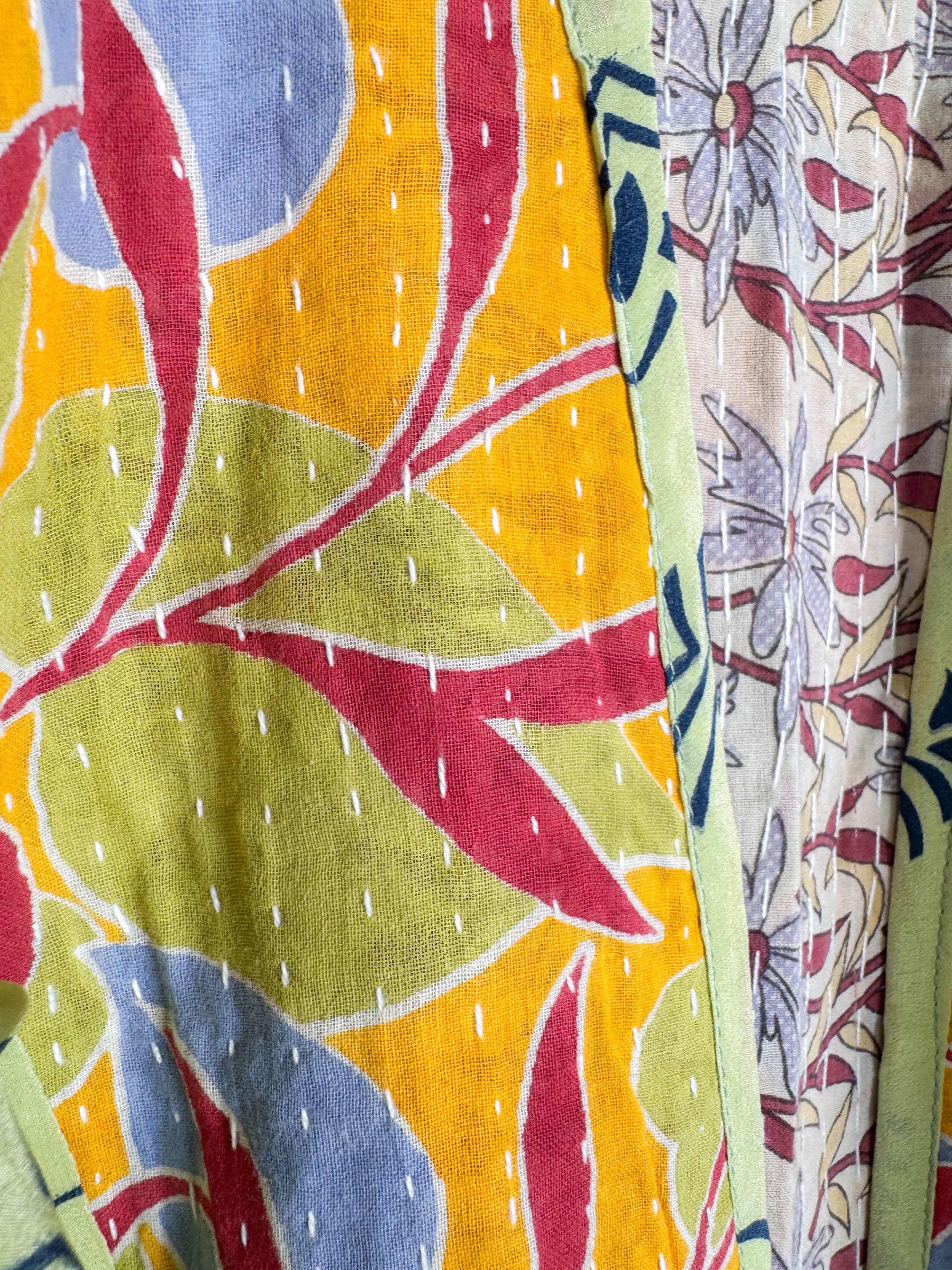 Sleeveless silk kantha top - Love Protect Sustain