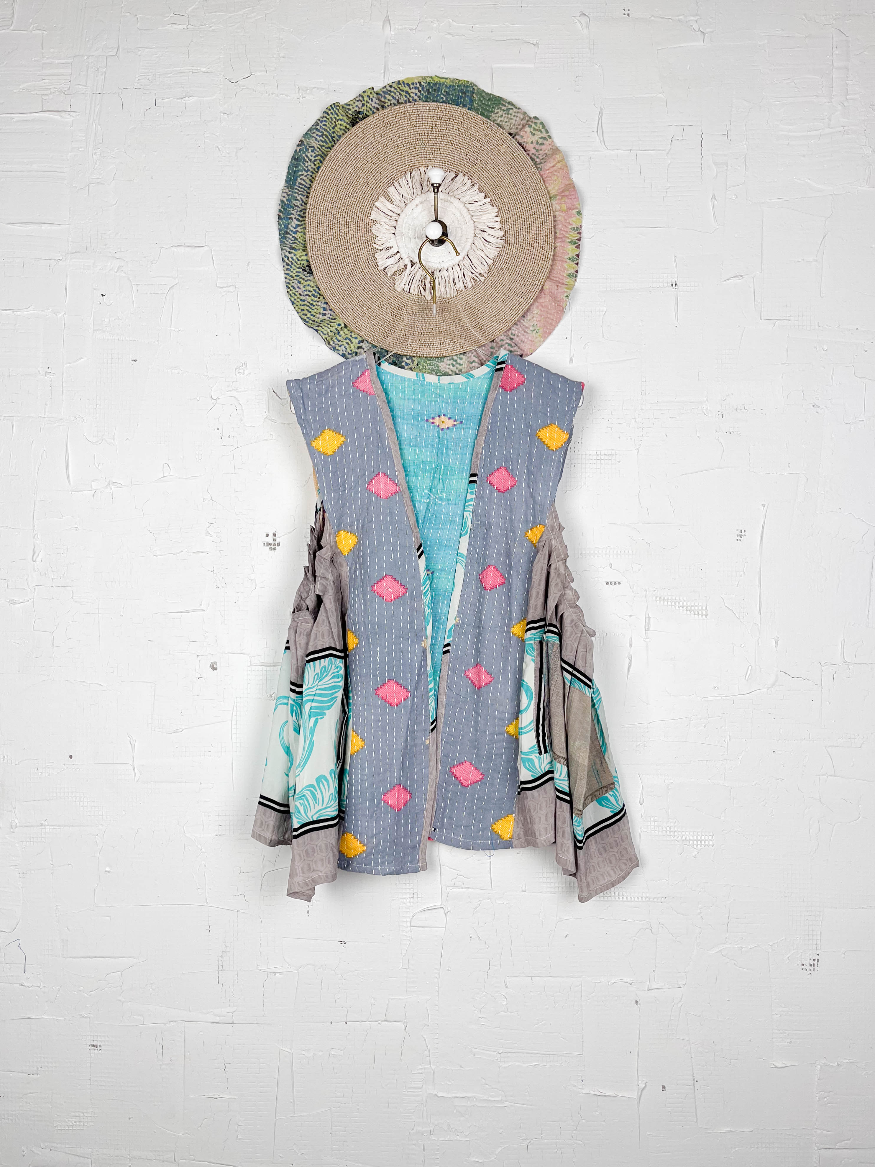 Sleeveless silk kantha top - Love Protect Sustain