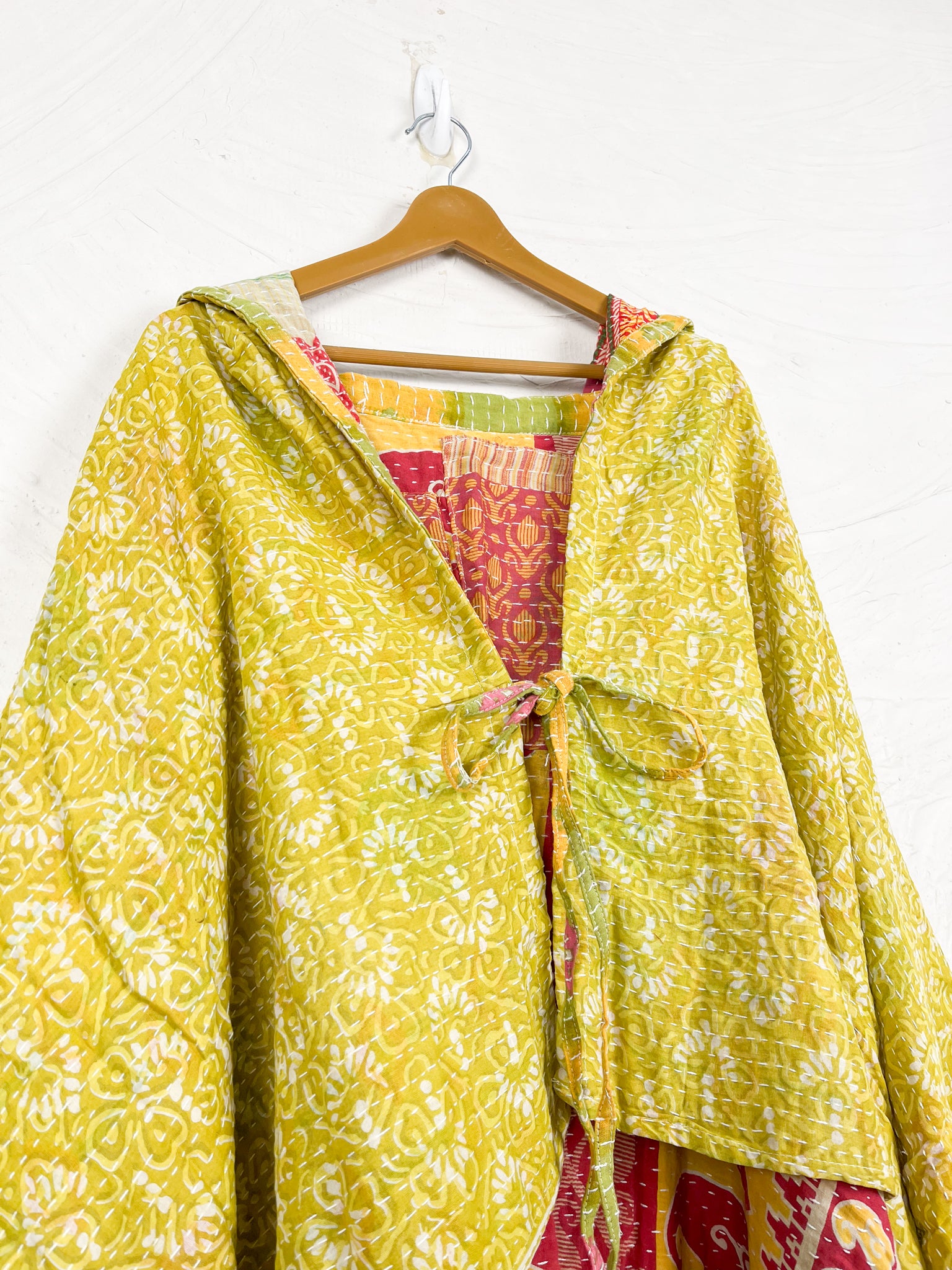 Tie front kantha poncho - Love Protect Sustain