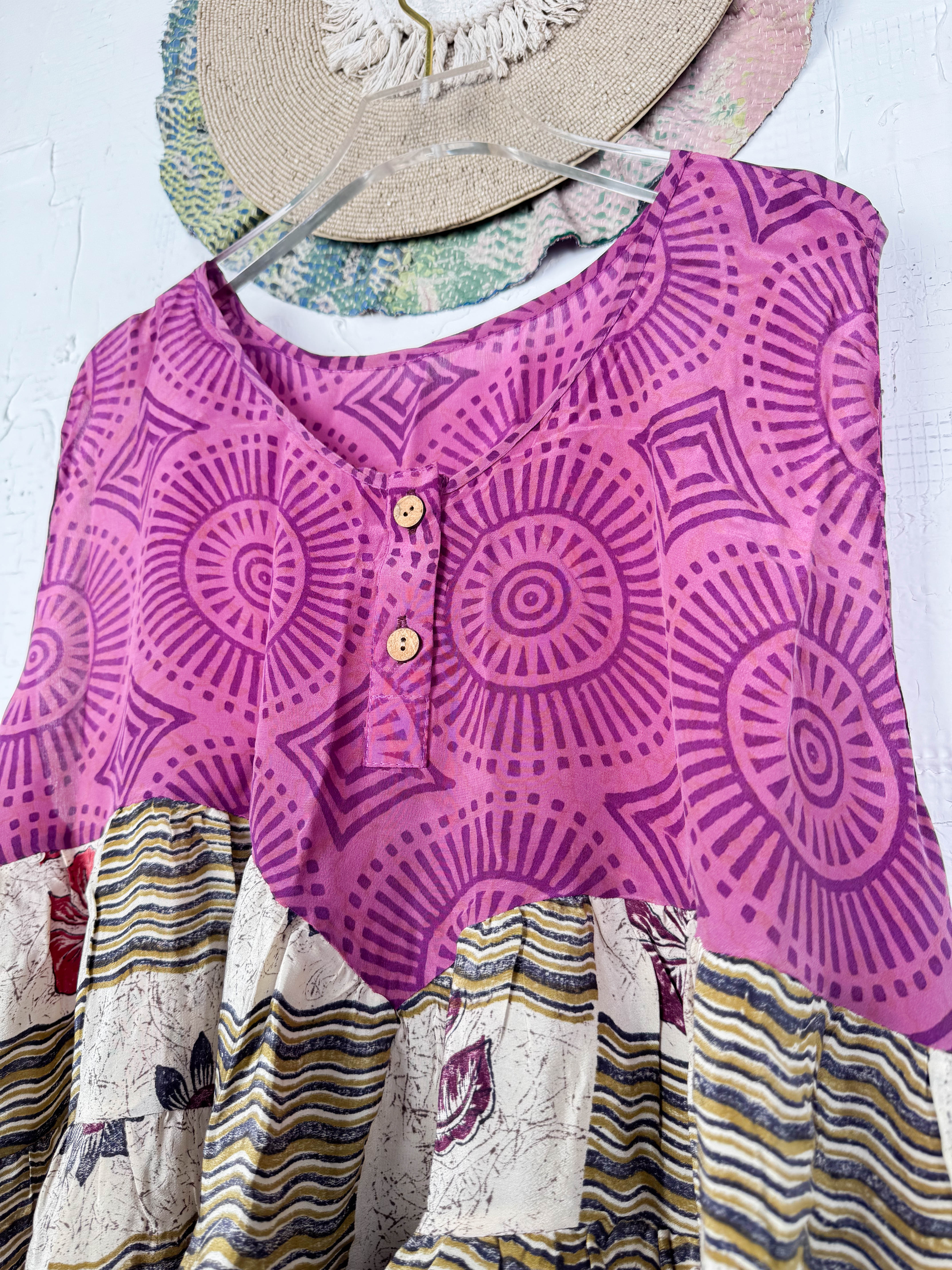 Unique vintage silk Vest - Love Protect Sustain