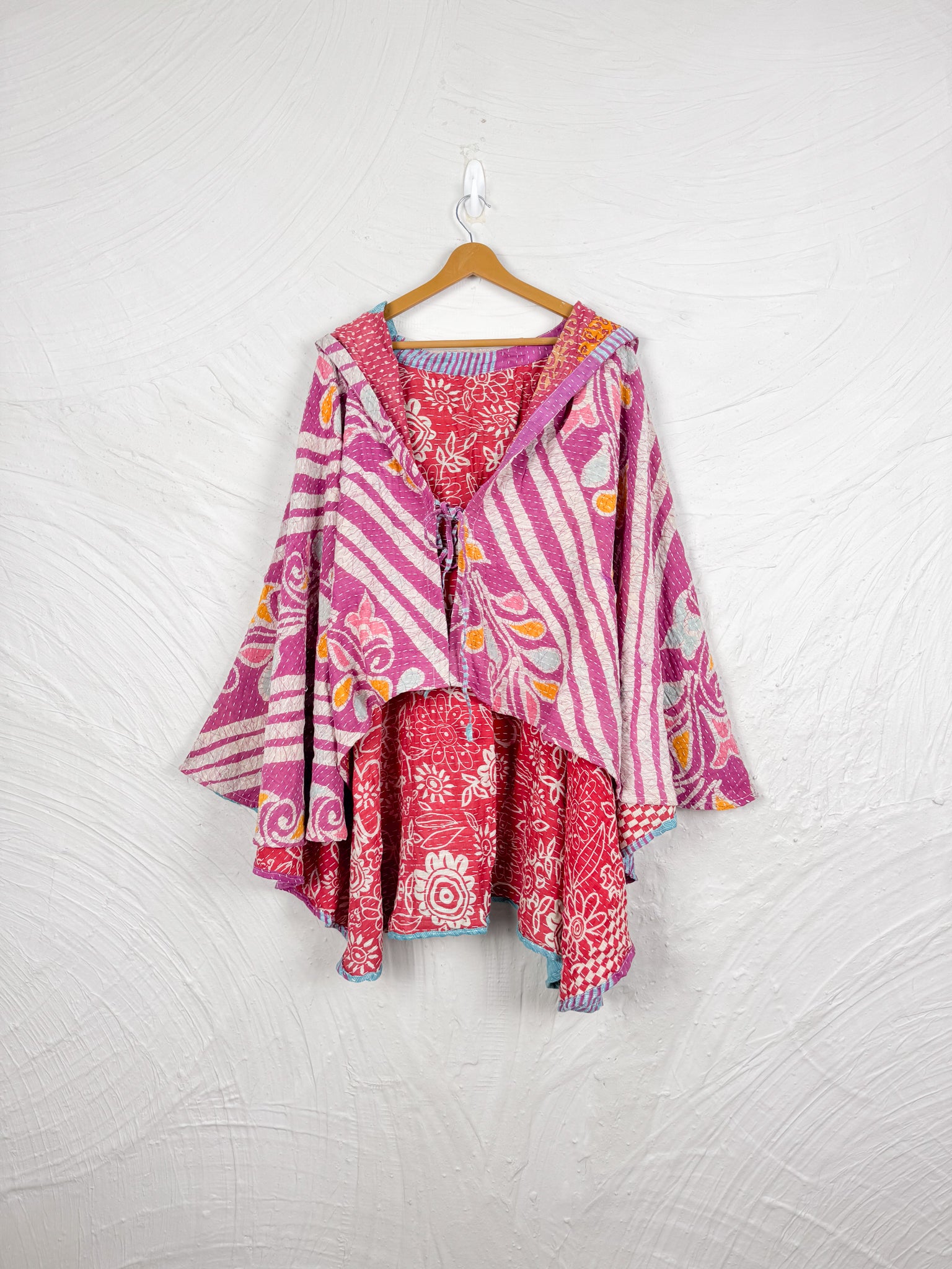 Upcycled kantha poncho - Love Protect Sustain