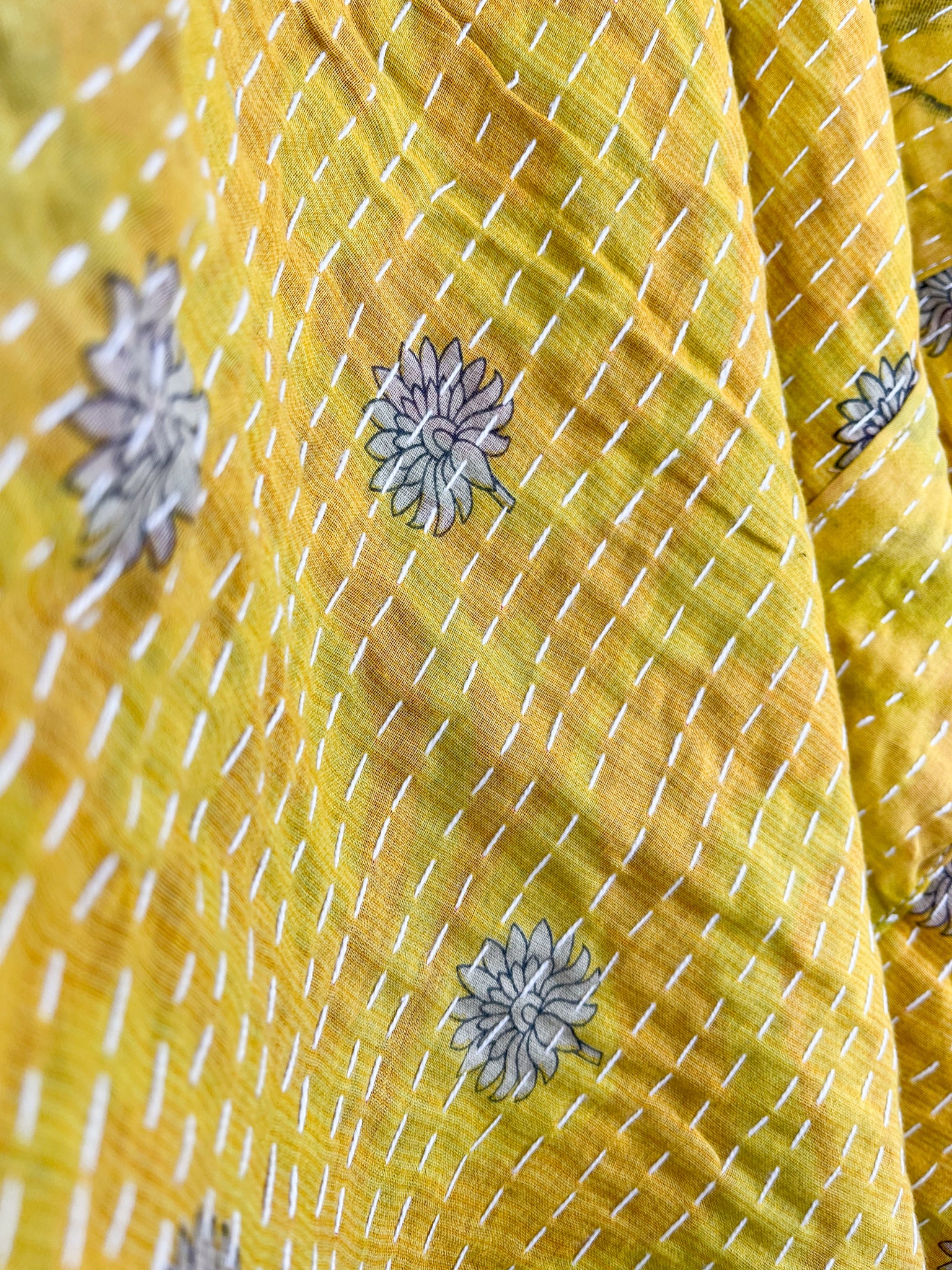 Yellow Kantha Poncho - Love Protect Sustain 
