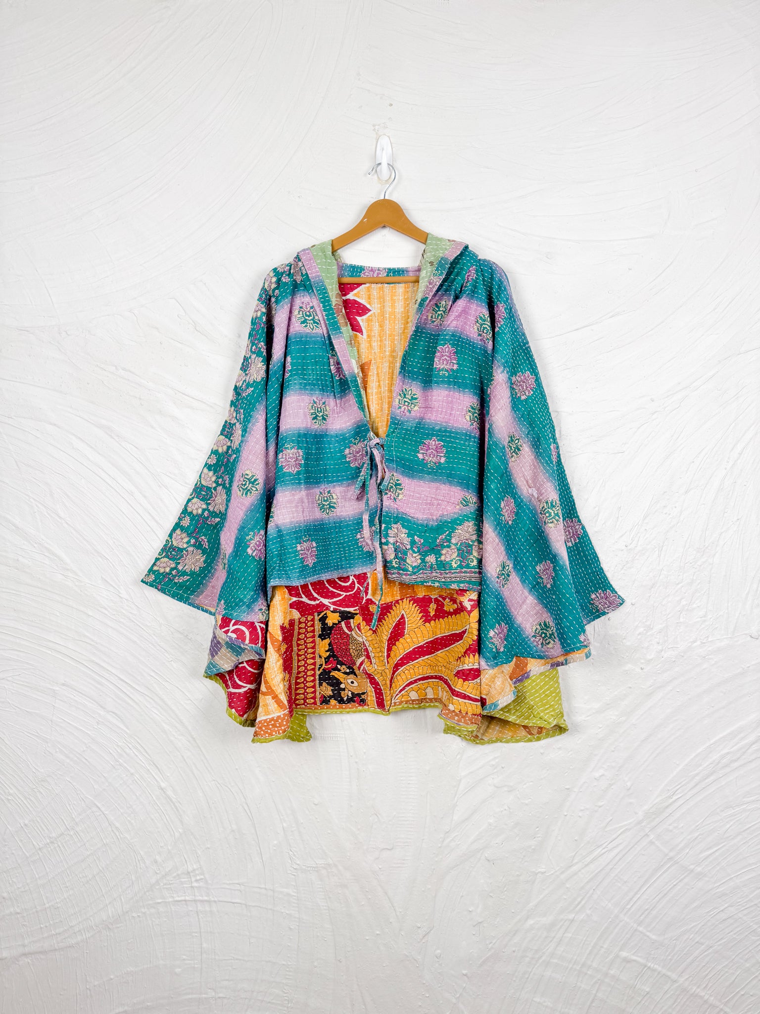 Upcycled kantha poncho - Love Protect Sustain