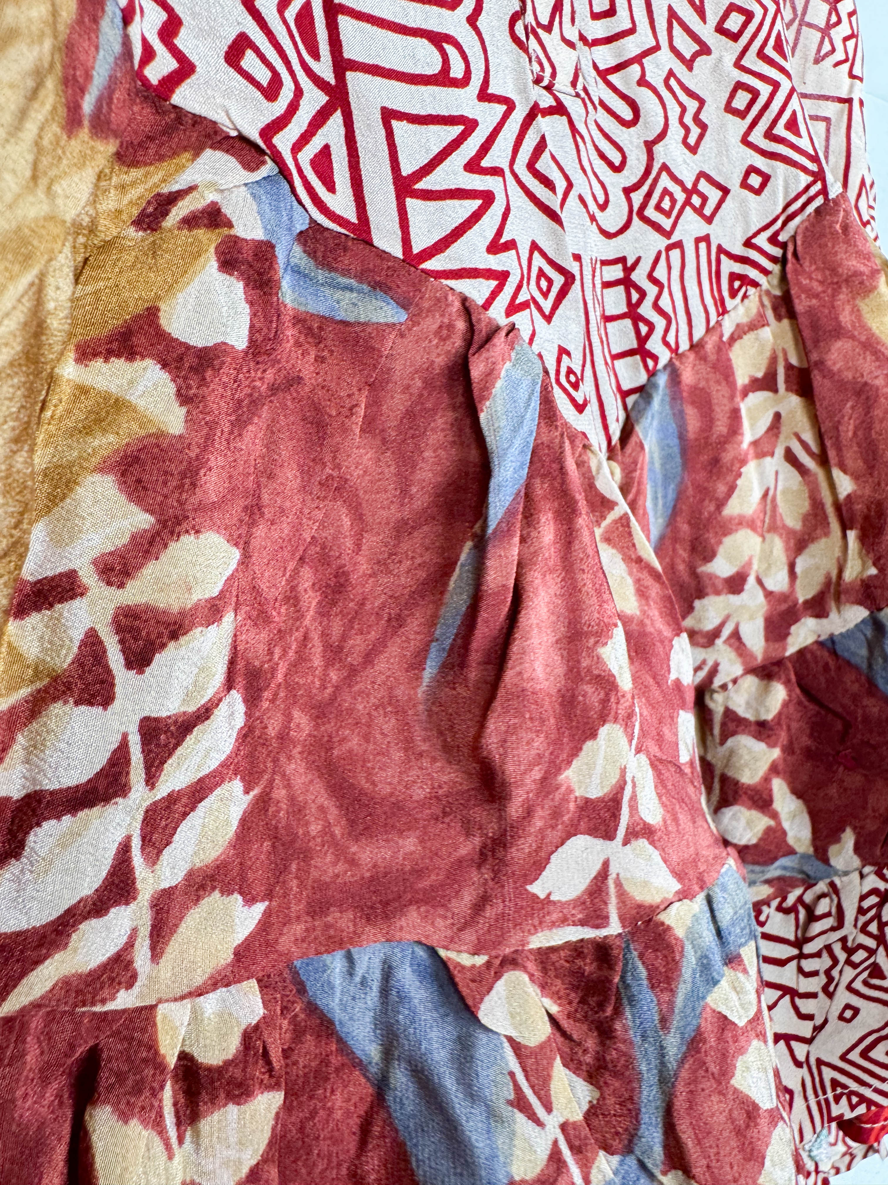 Upcycled silk patchwork top - Love Protect Sustain