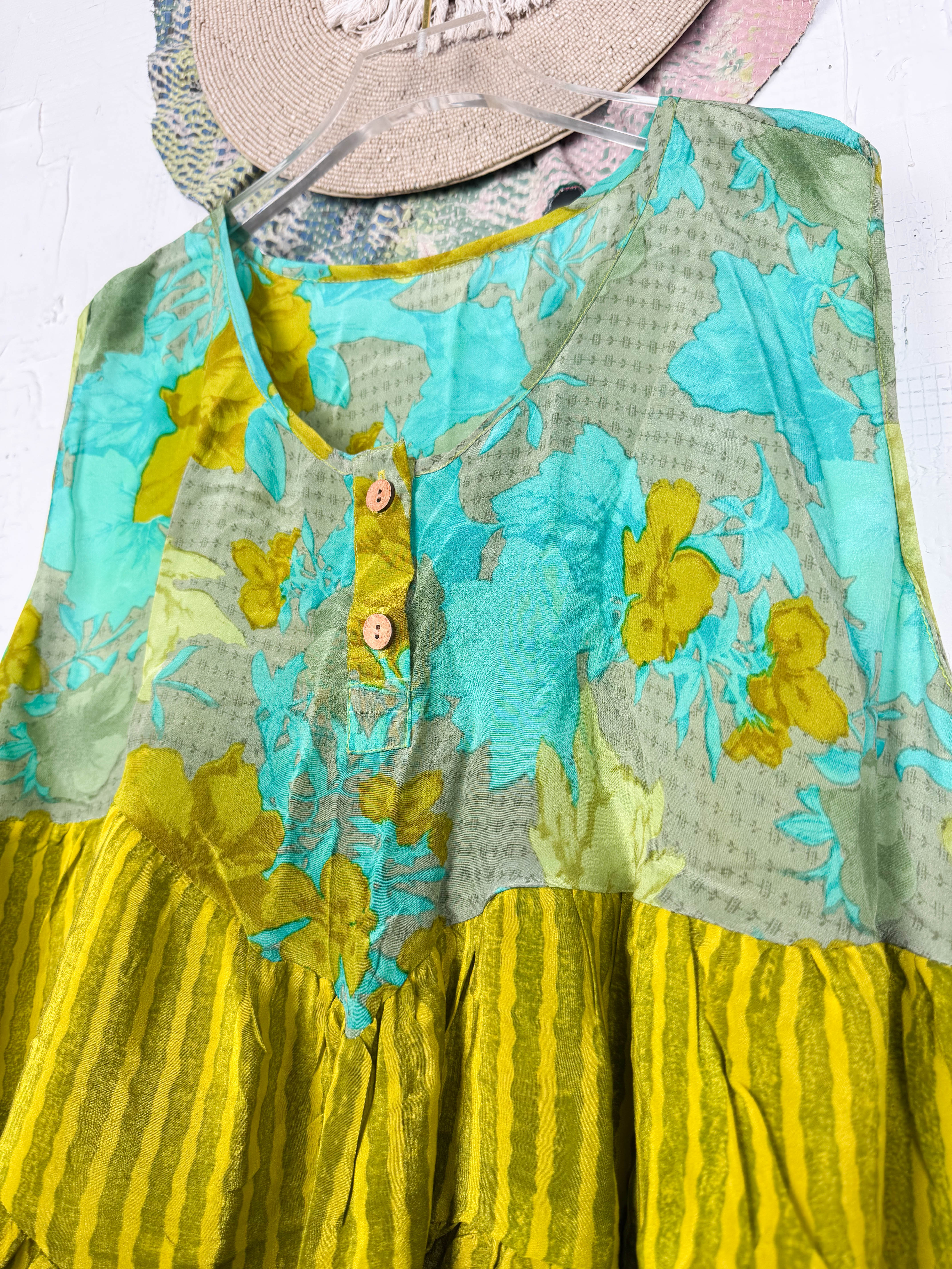 Upcycled silk patchwork top - Love Protect Sustain