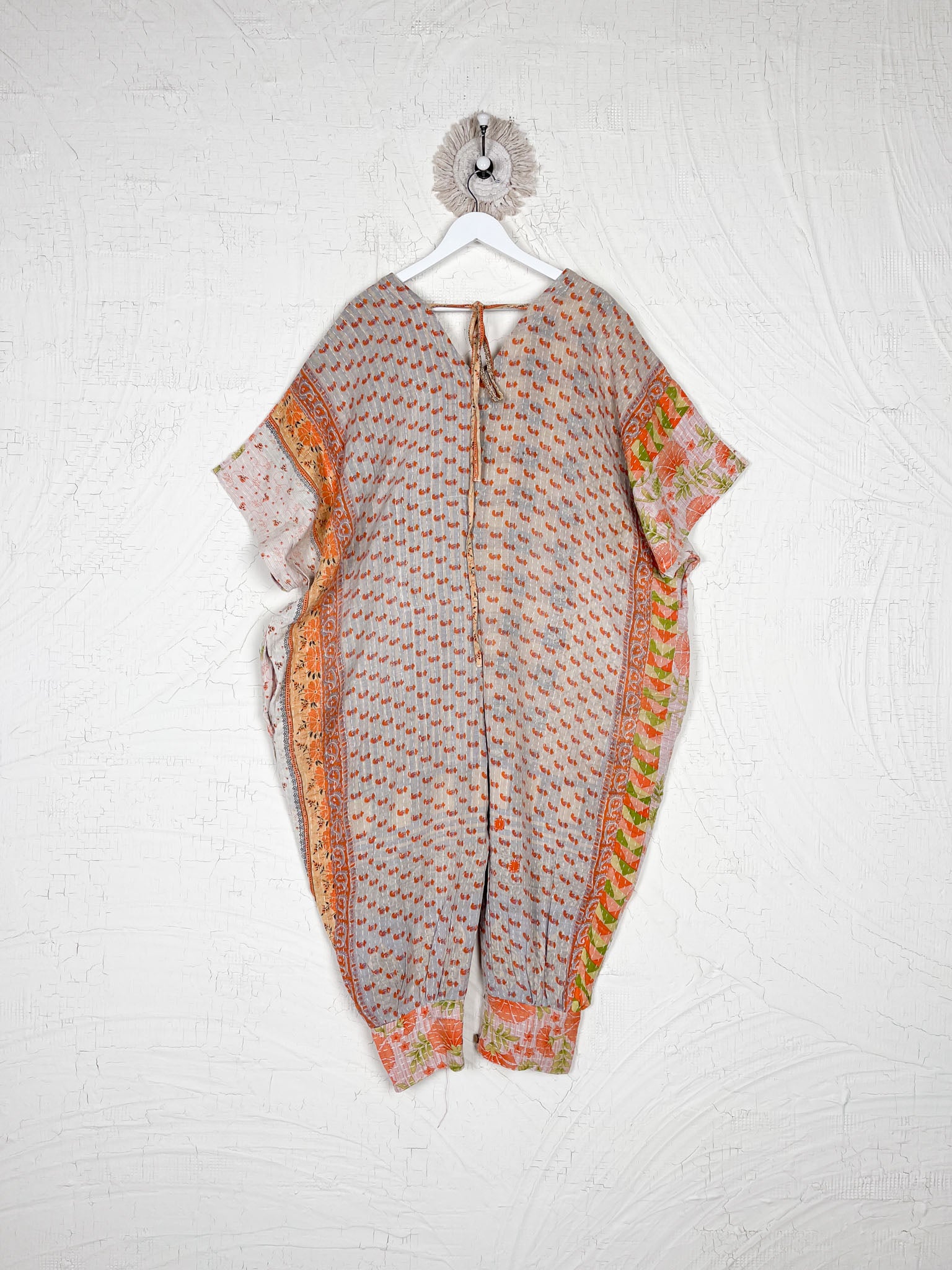 Vintage Kantha quilt fabric jumpsuit - Love Protect Sustain