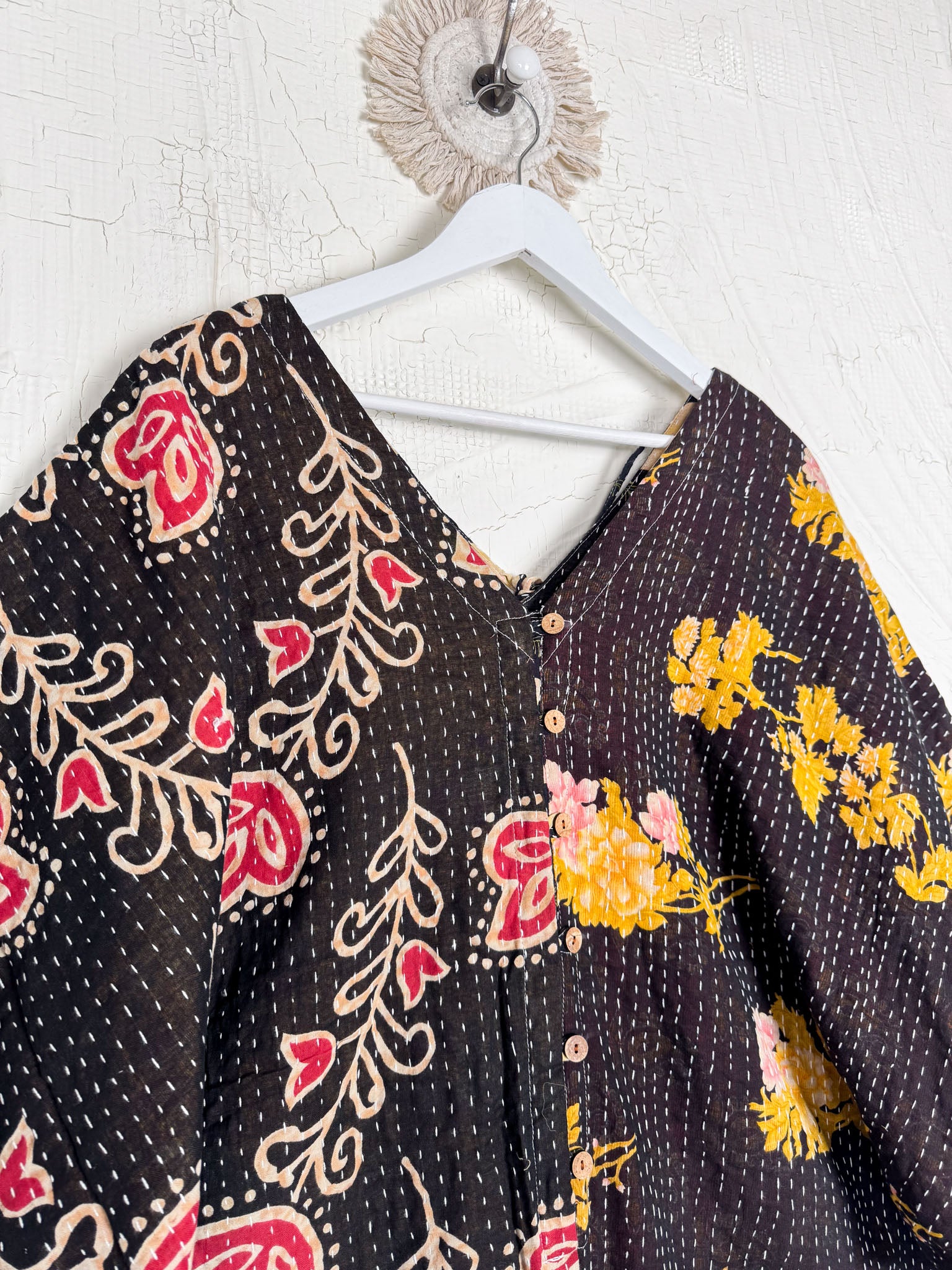 Vintage Kantha quilt fabric jumpsuit - Love Protect Sustain