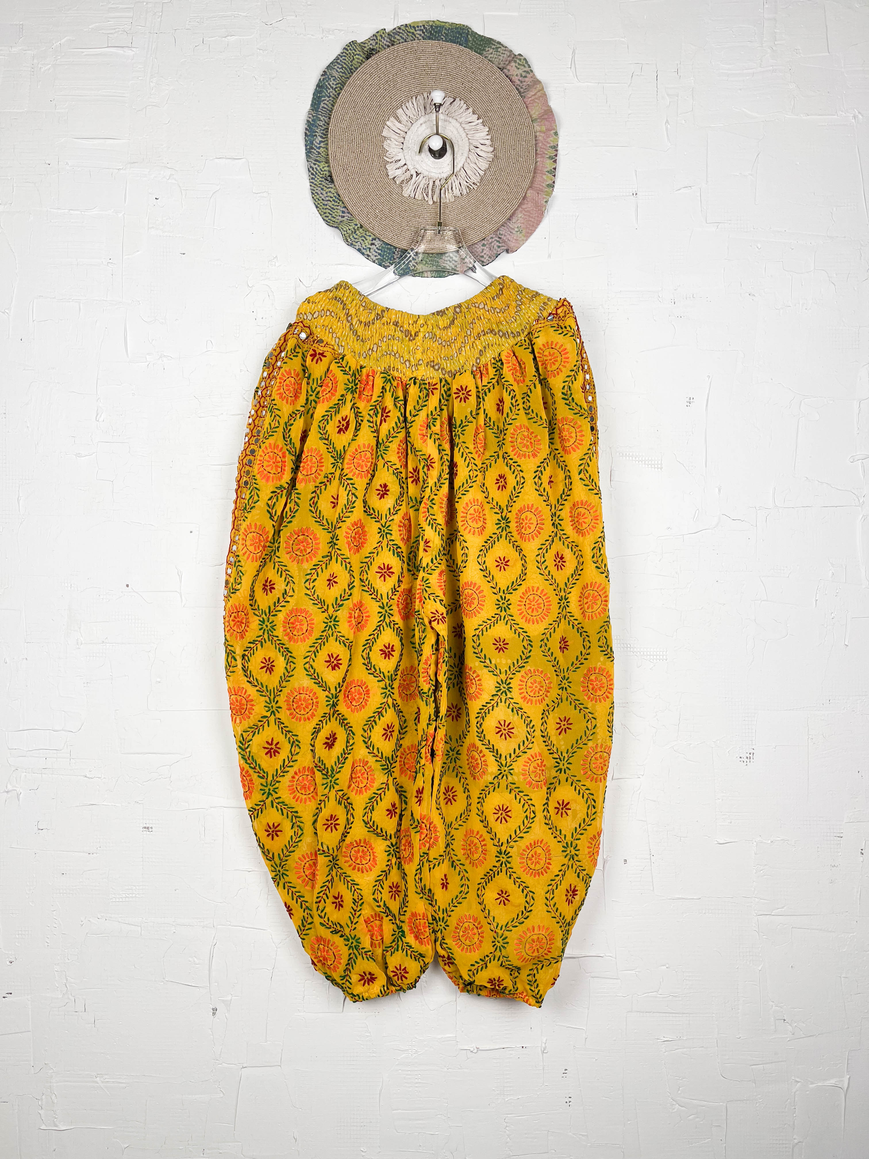 Vintage inspired embroidered pattern pants - Love Protect Sustain 