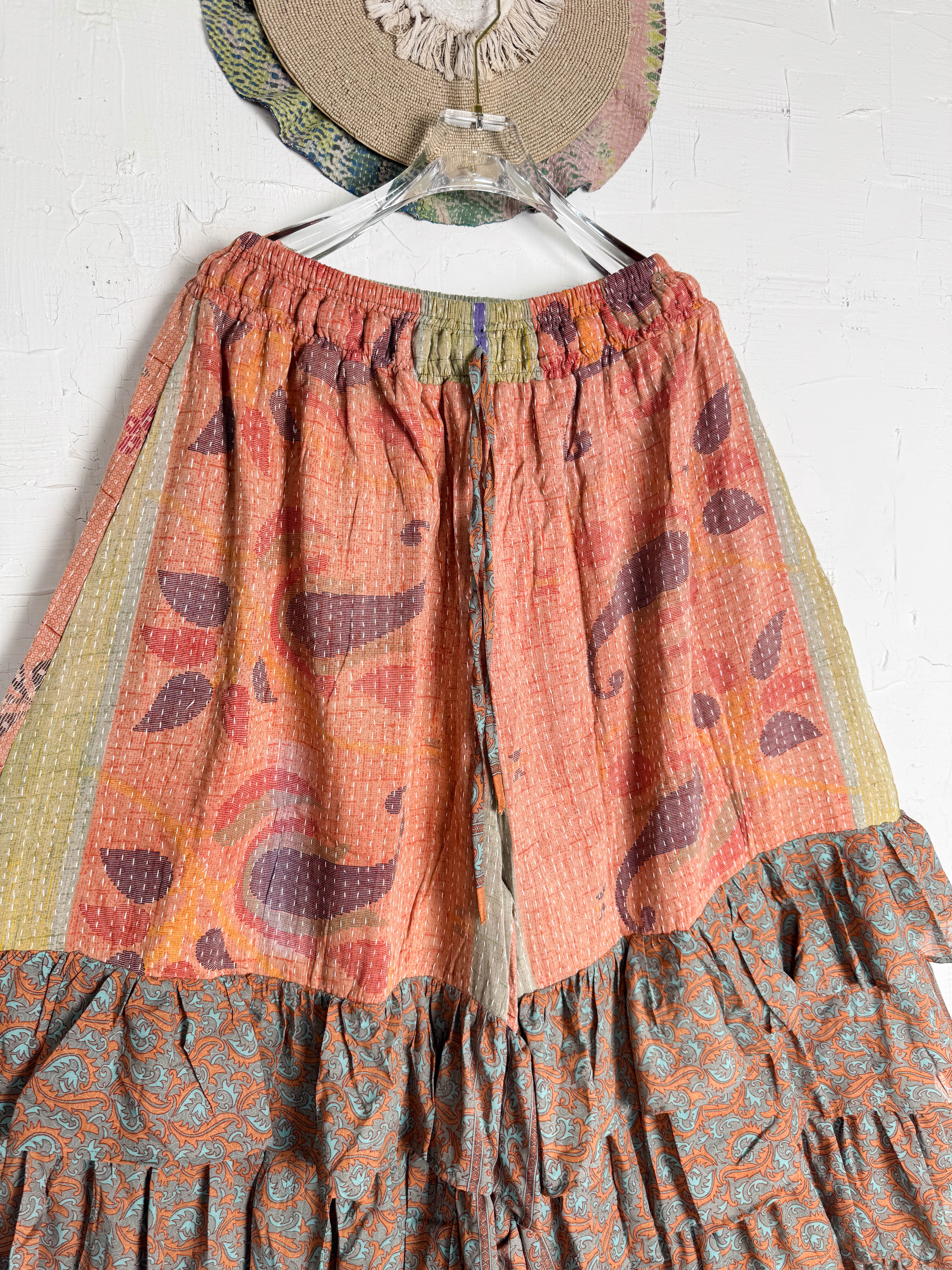Vintage kantha ruffle pants - Love Protect Sustain