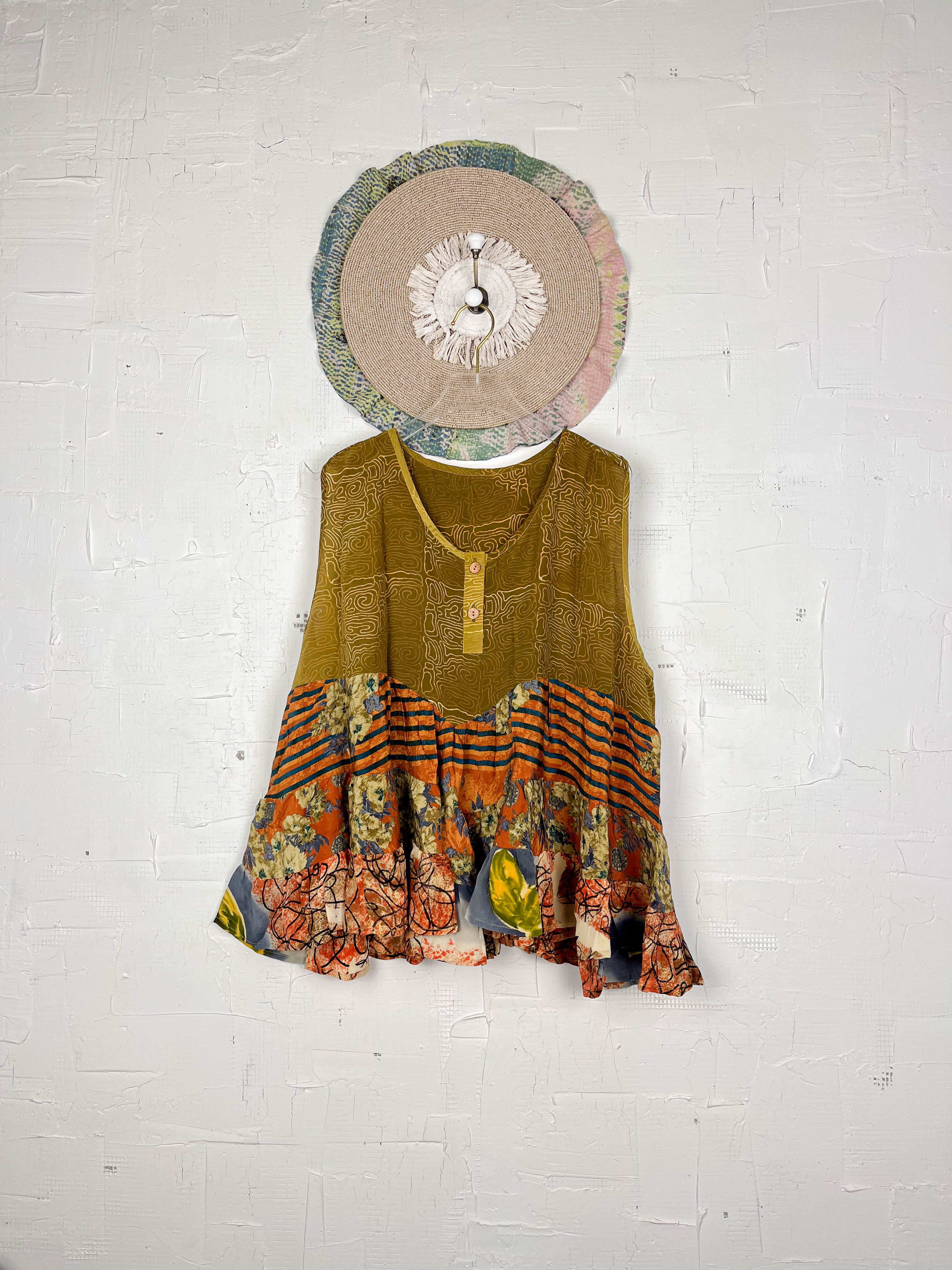 Vintage patchwork silk top - Love Protect Sustain