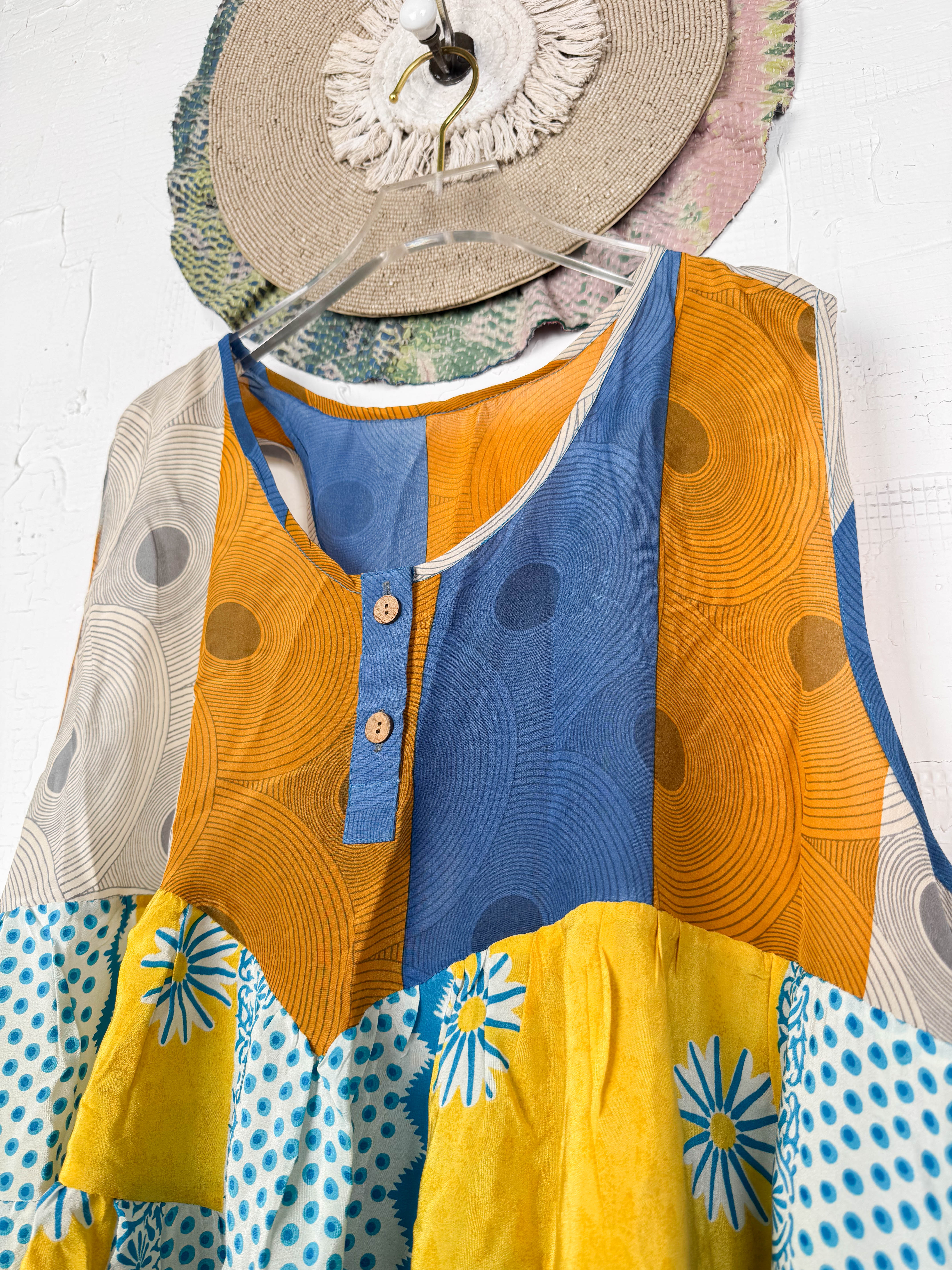 Vintage patchwork silk top - Love Protect Sustain