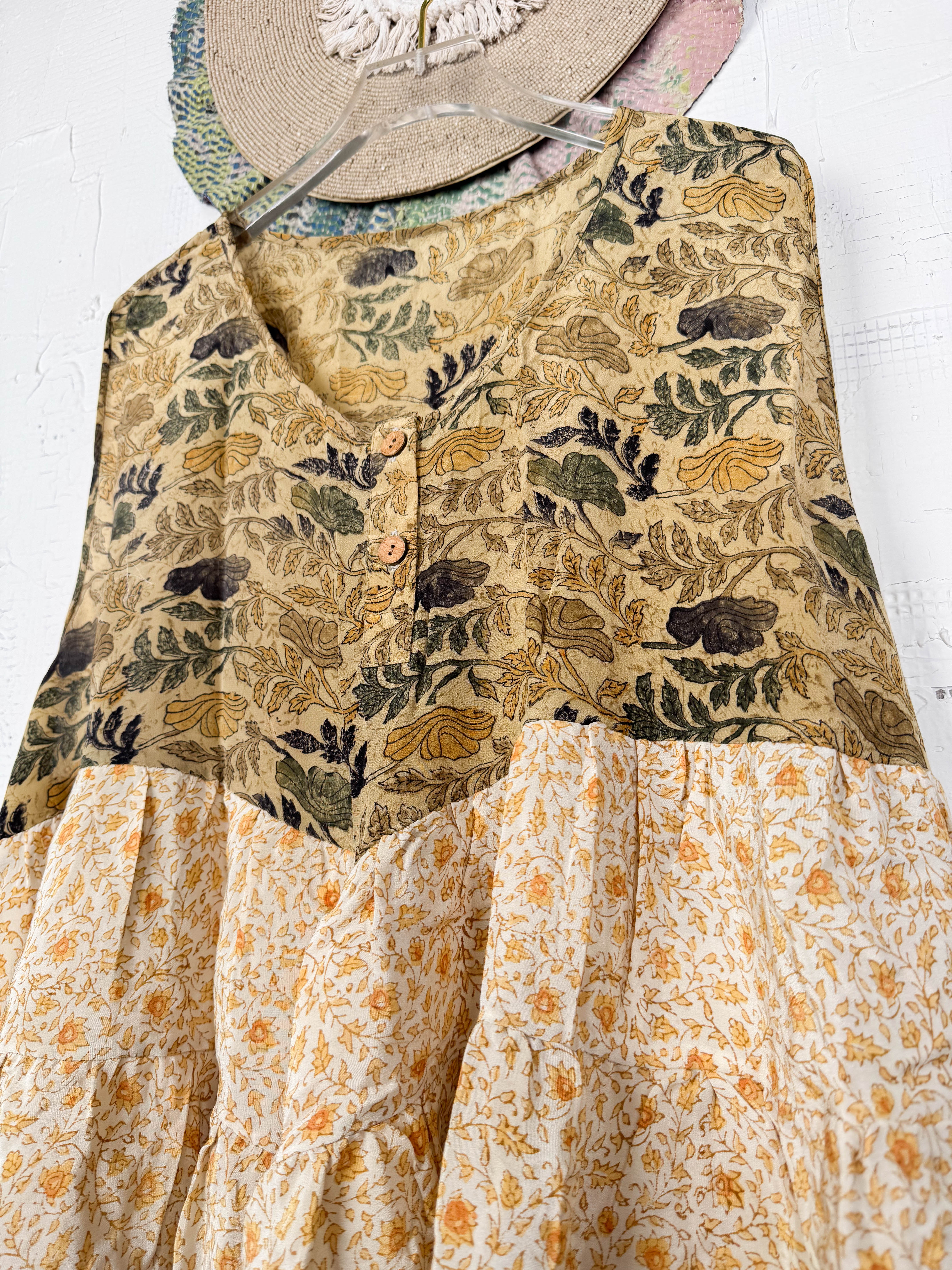 Vintage patchwork silk top - Love Protect Sustain