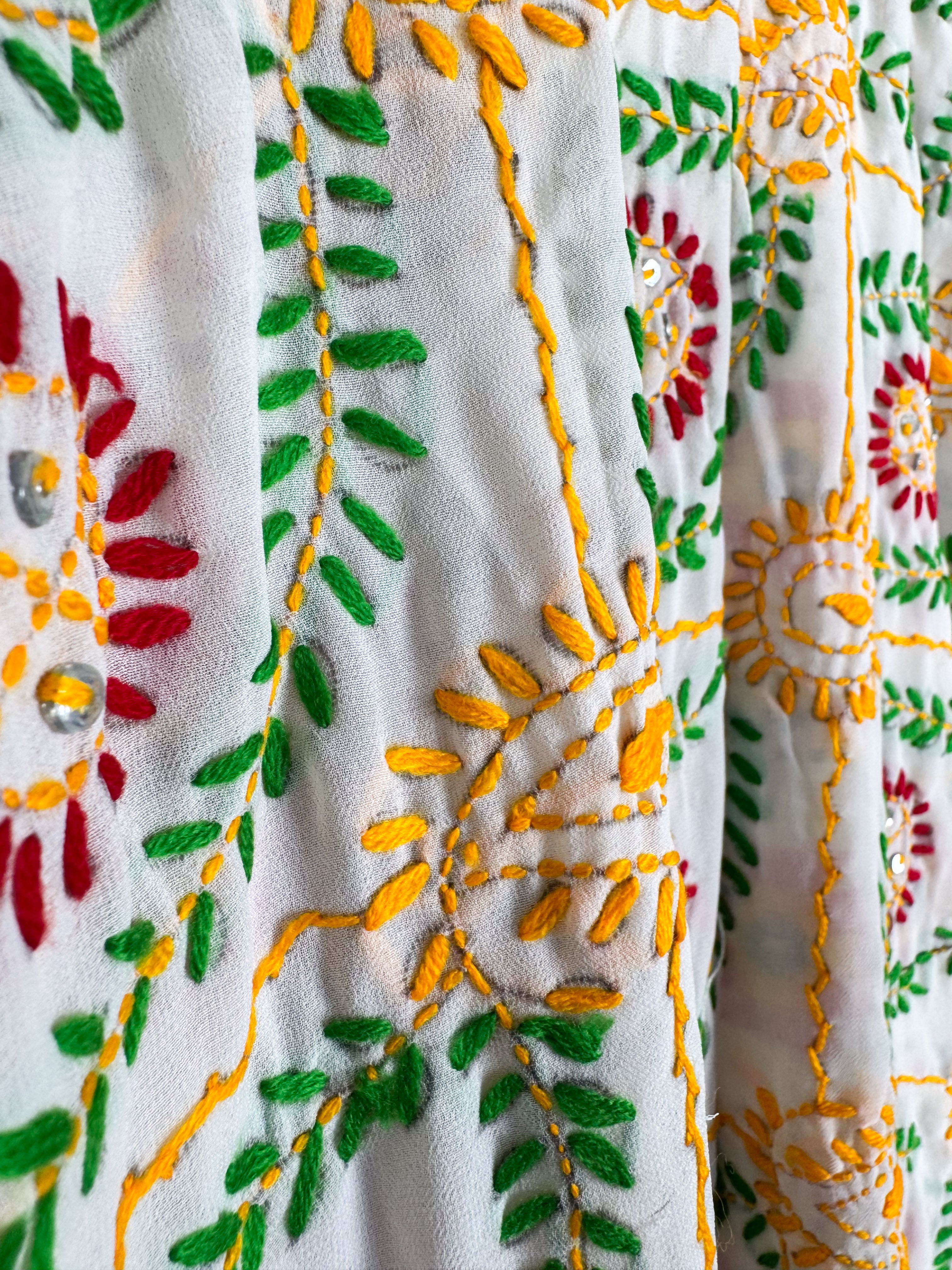 White Floral Robe - Love Protect Sustain