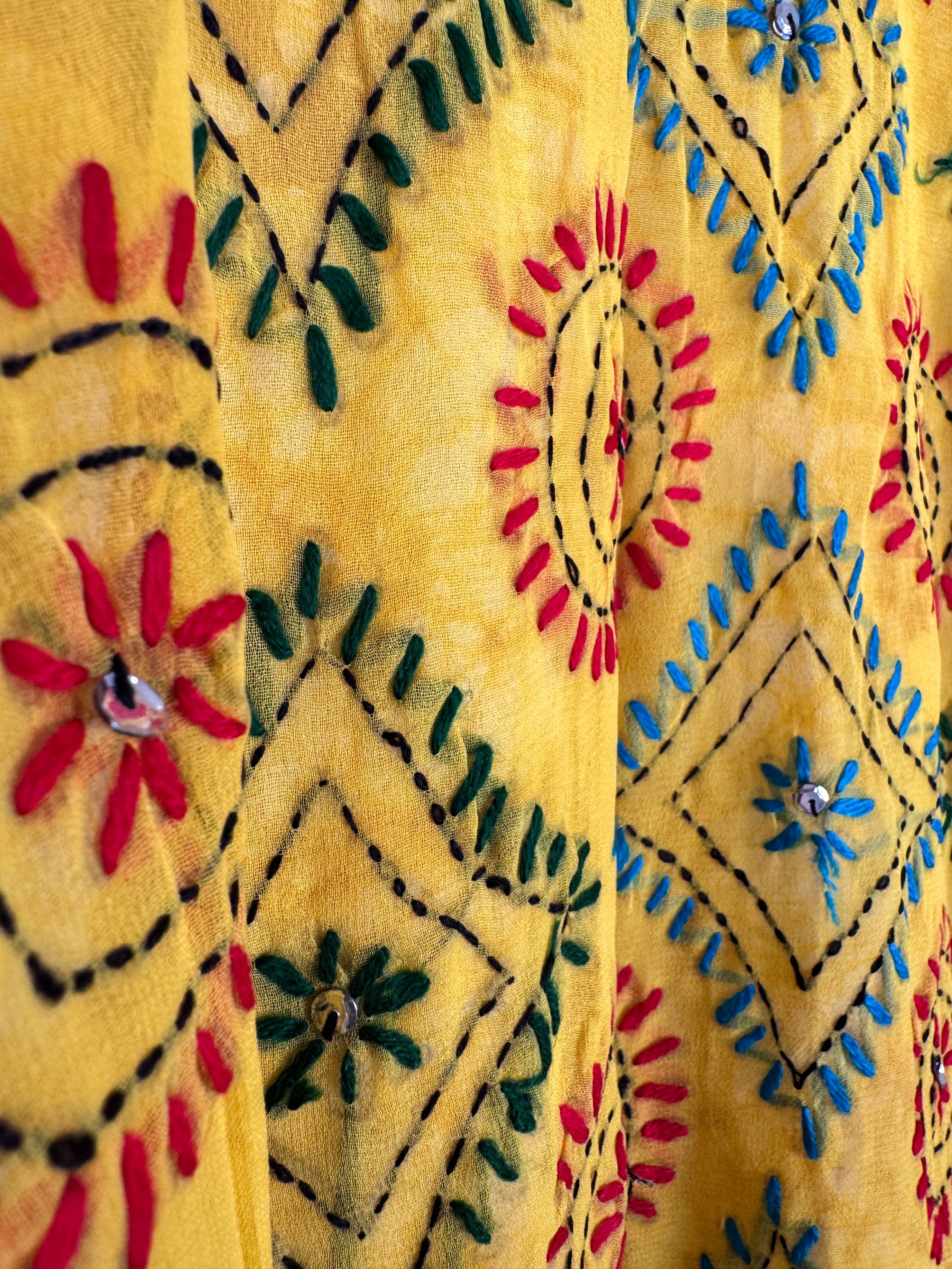 Yellow Embroidery Kimono - Love Protect Sustain