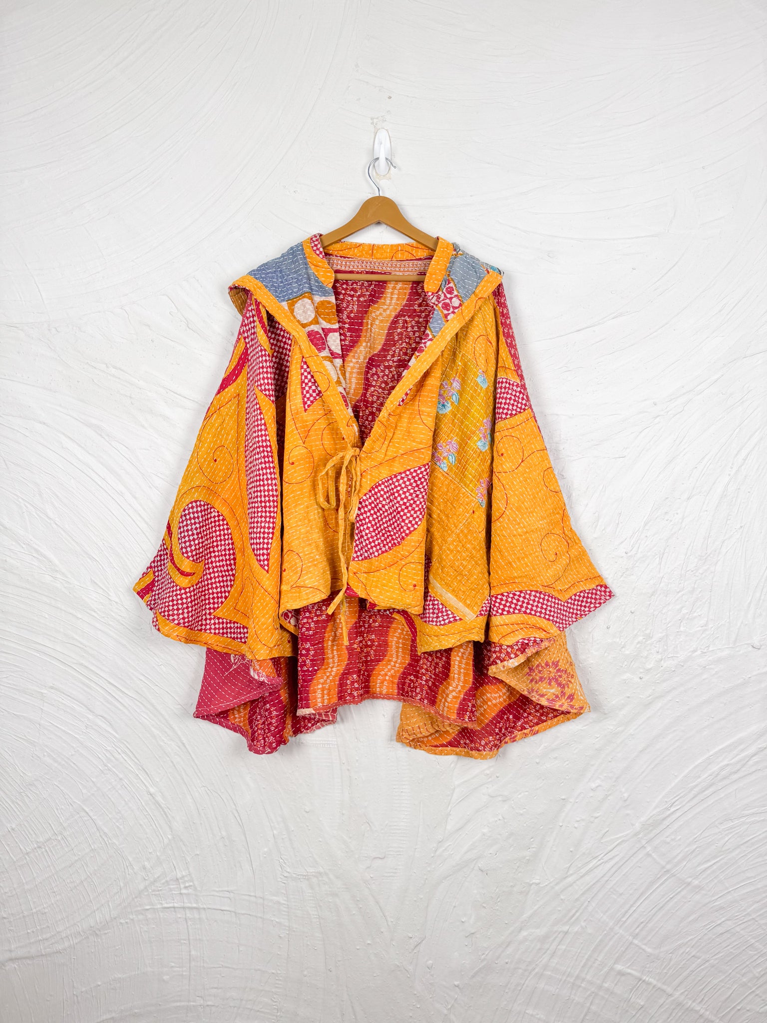 Yellow Kantha Poncho - Love Protect Sustain