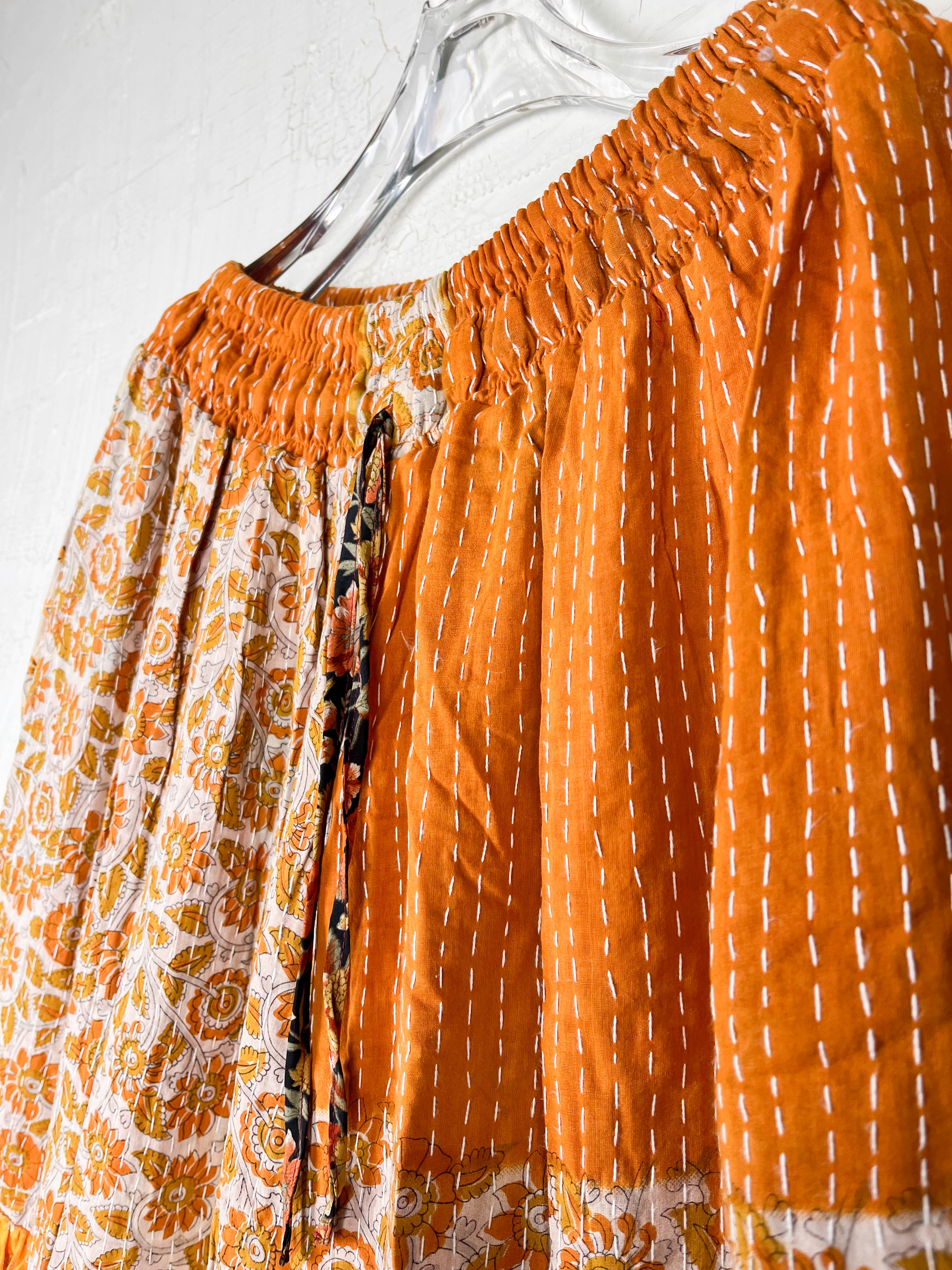 Yellow Kantha Ruffle pants - Love Protect Sustain