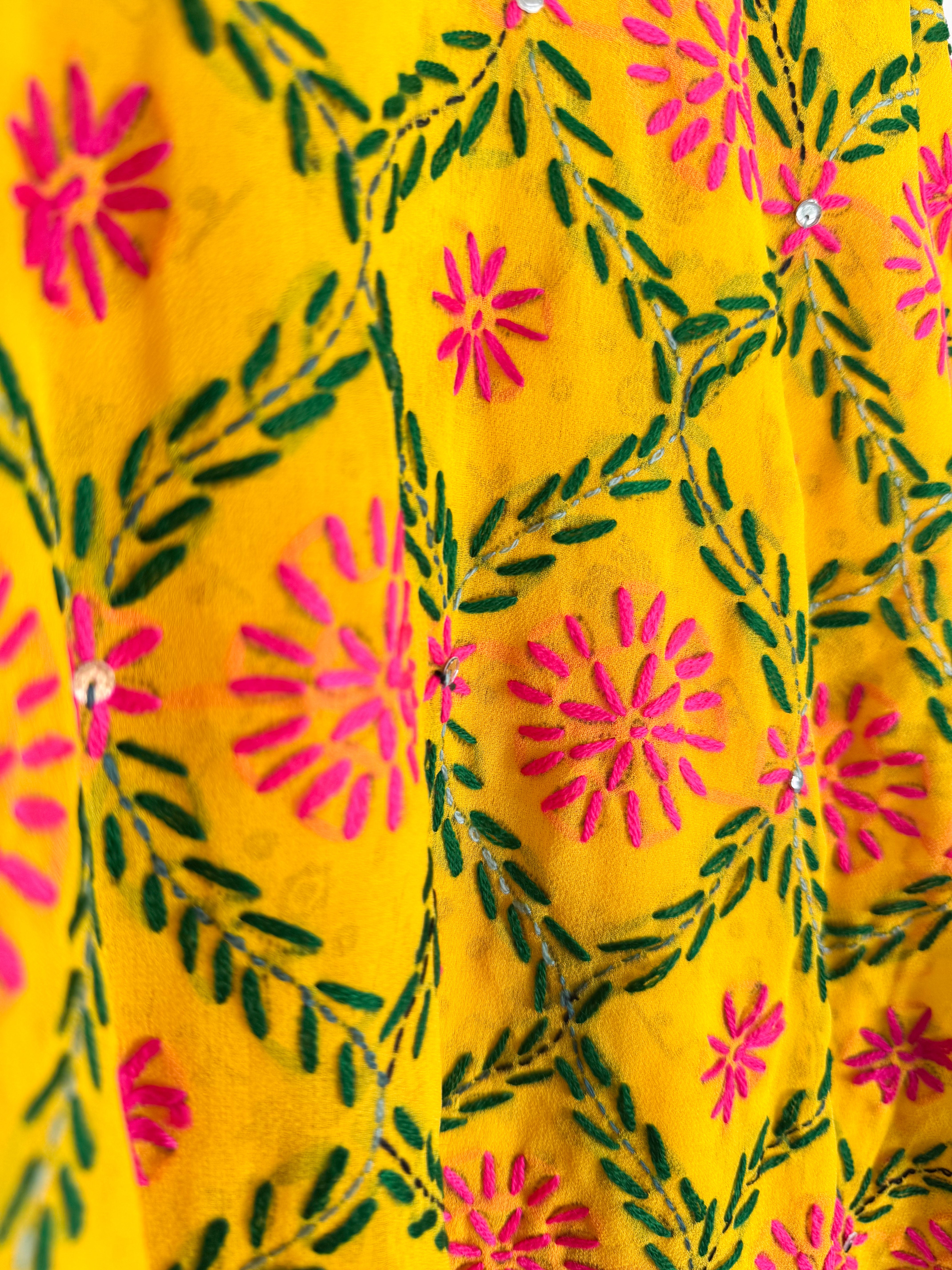 Yellow Phulkari Robe - Love Protect Sustain