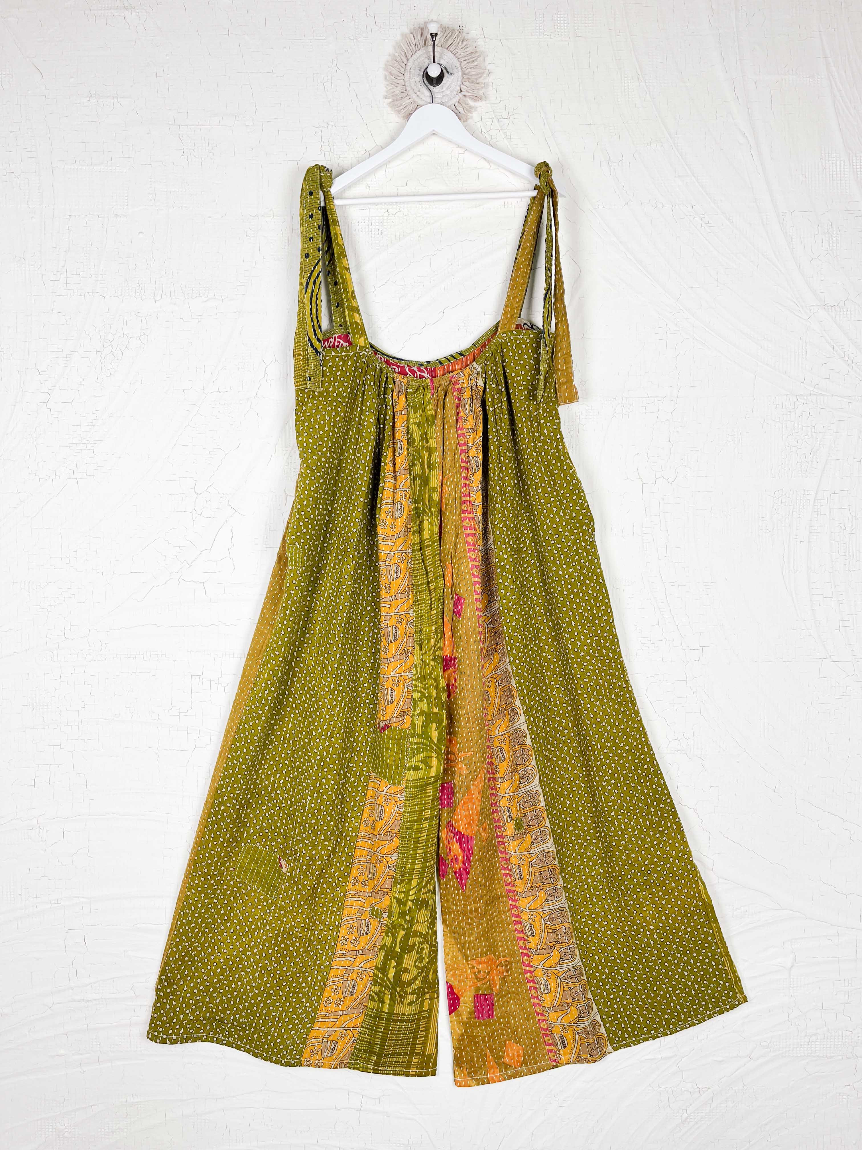 Yellow boho kantha jumpsuit - Love Protect Sustain