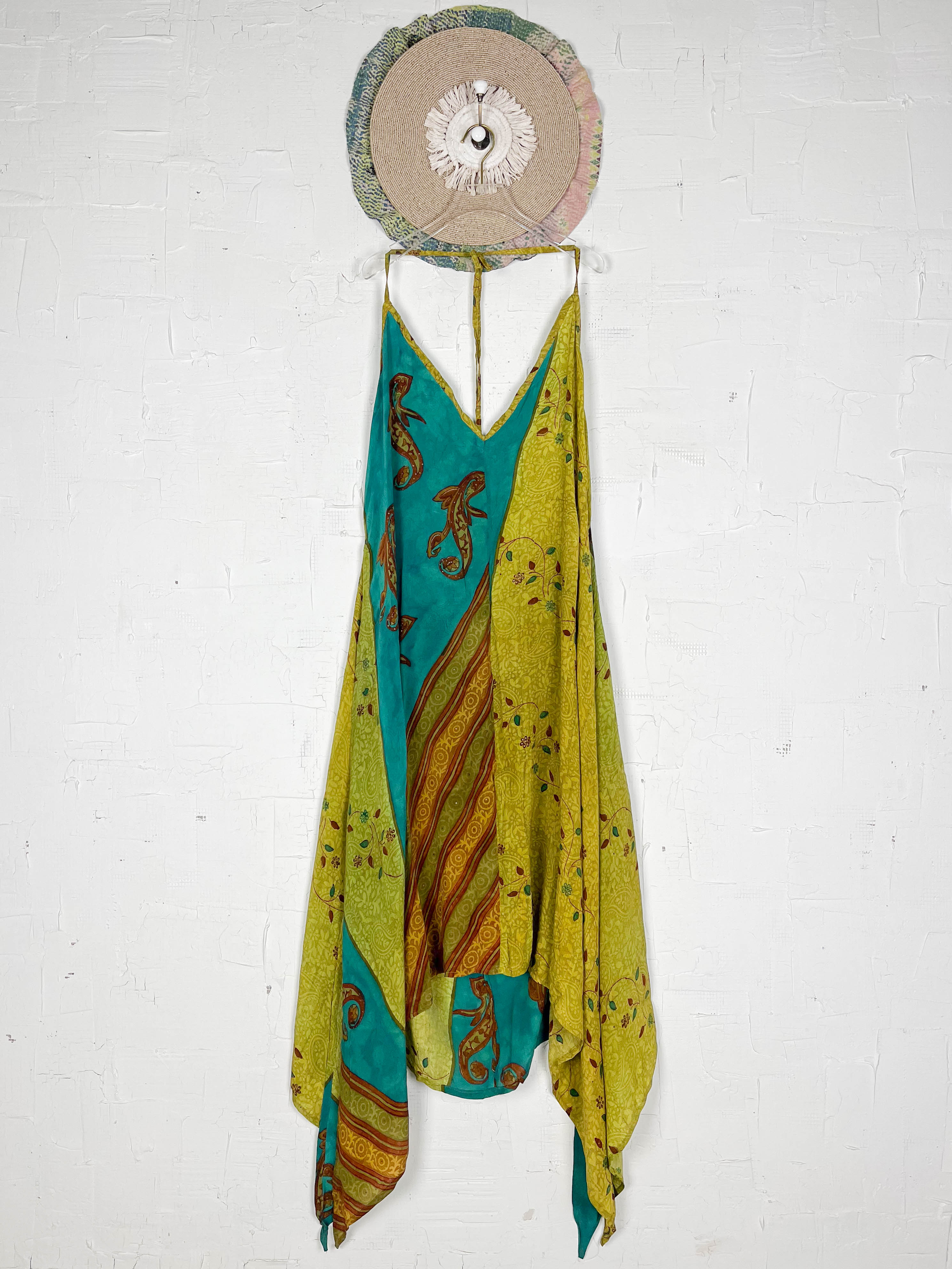 blue green silk dress - Love Protect Sustain