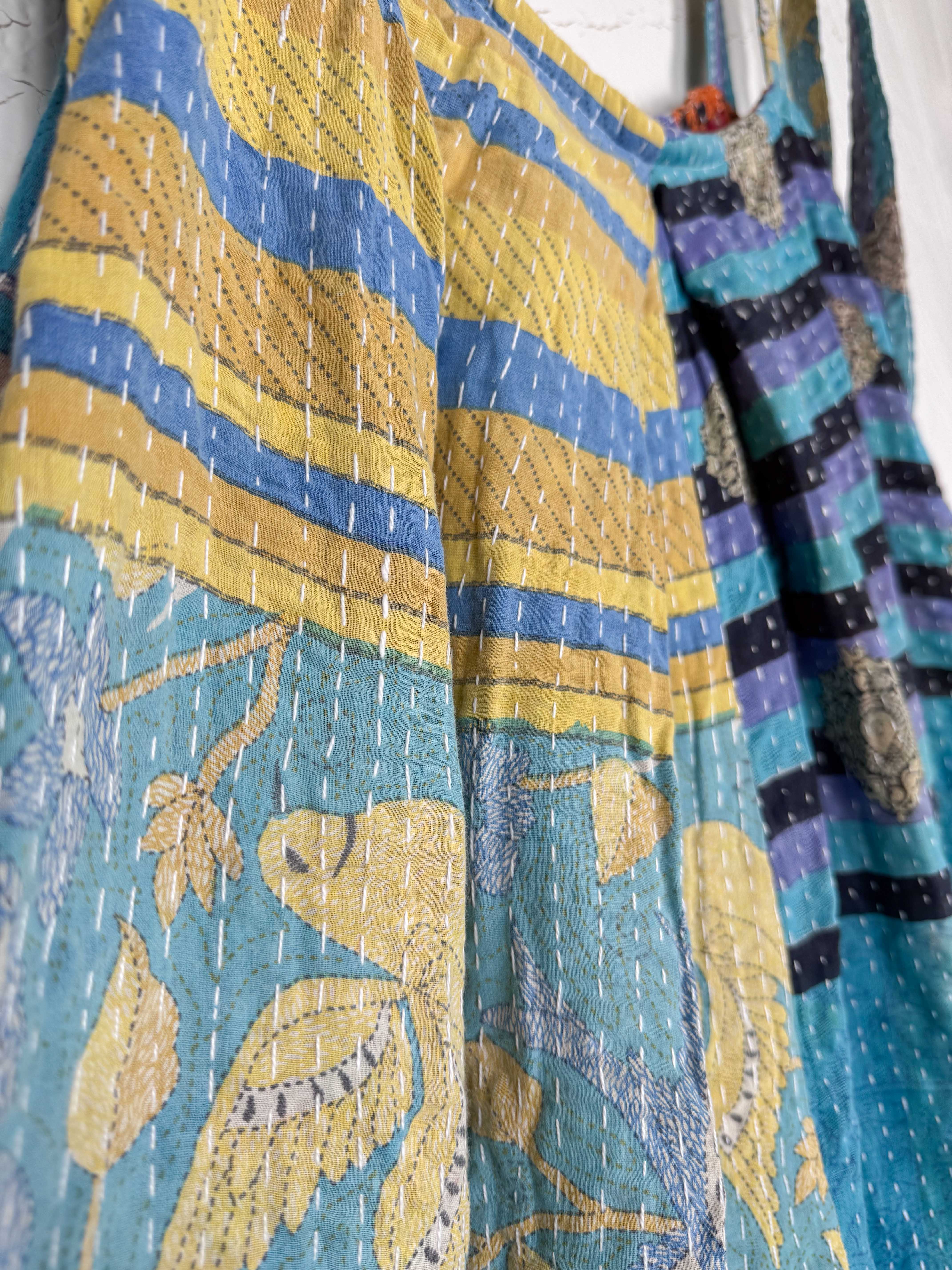 blue vintage kantha jumpsuit - Love Protect Sustain