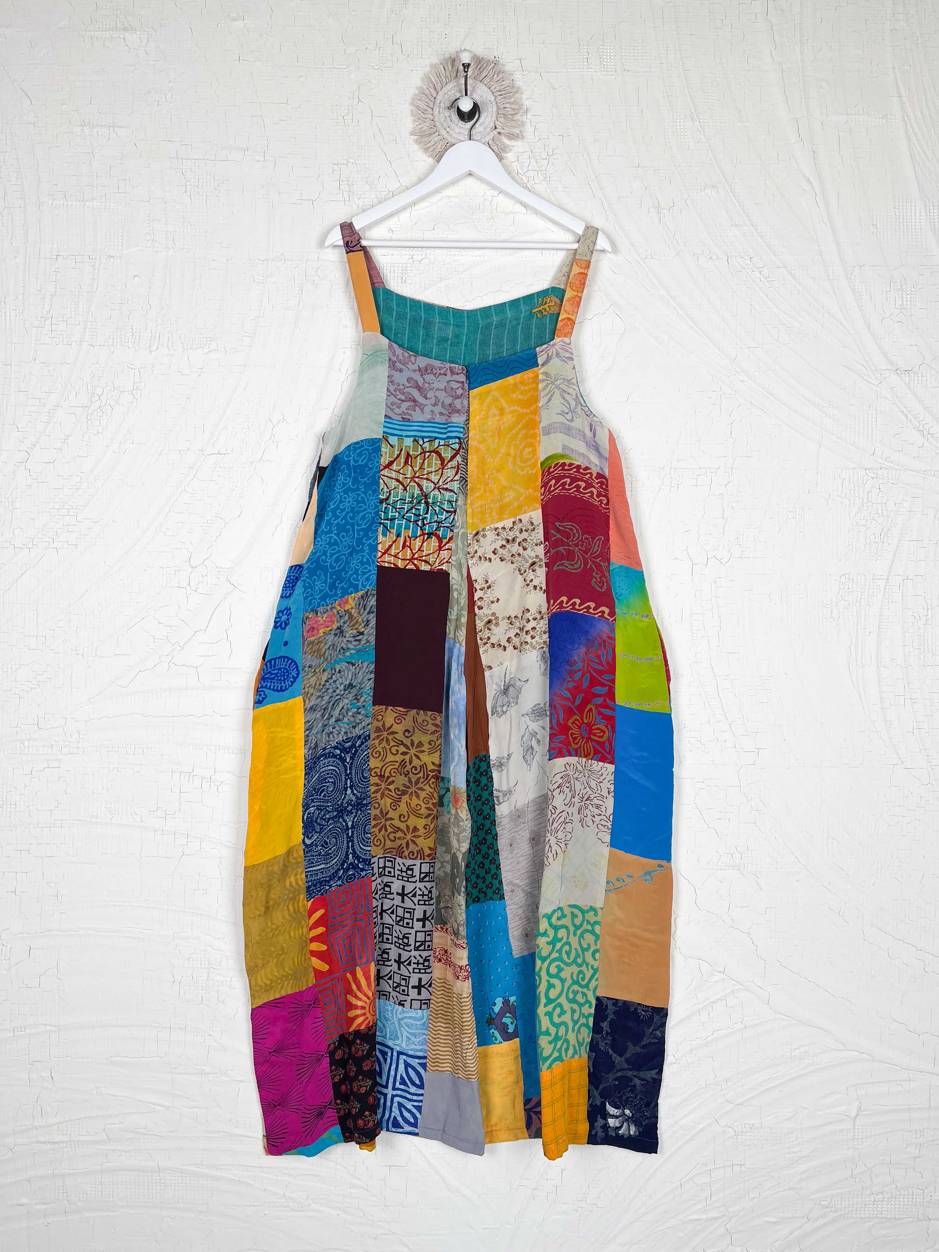 boho patchwork jumpsuit silk - Love Protect Sustain