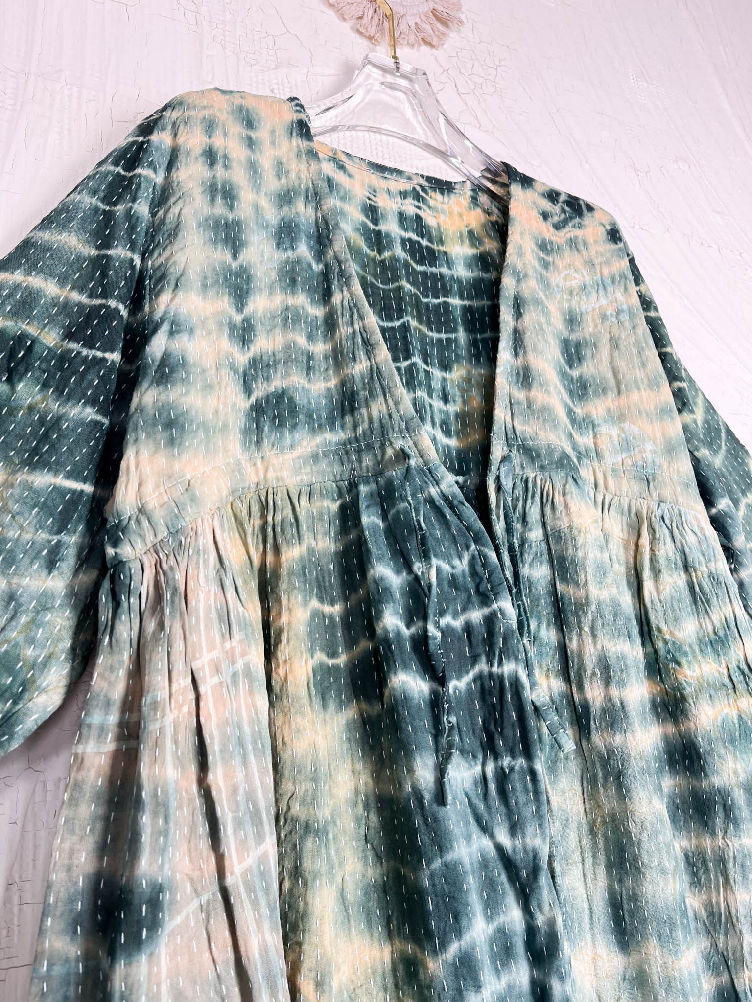 cream and green tie-dye jumpsuit - Love Protect Sustain