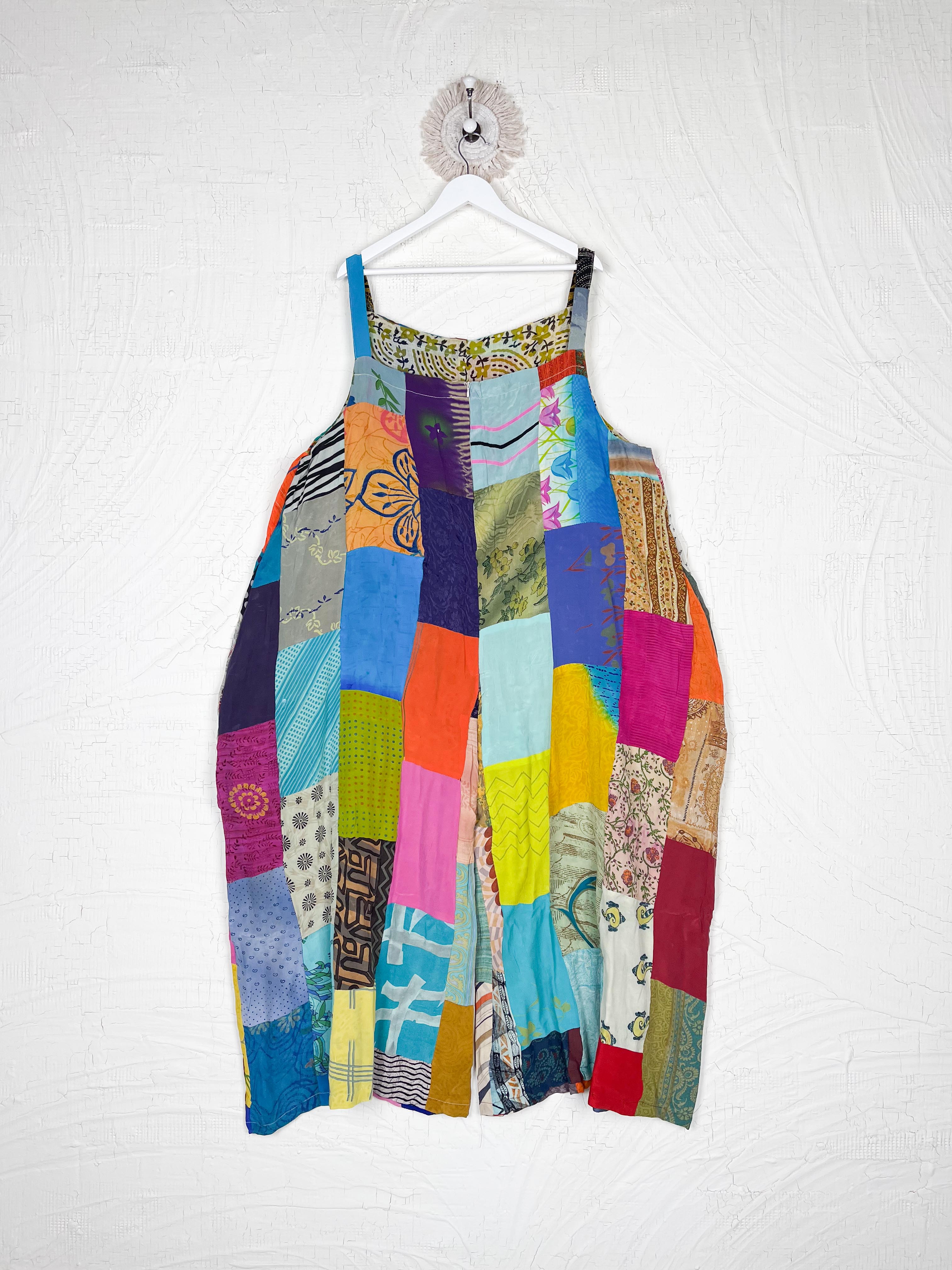 drop crotch patchwork overalls boho - Love Protect Sustain