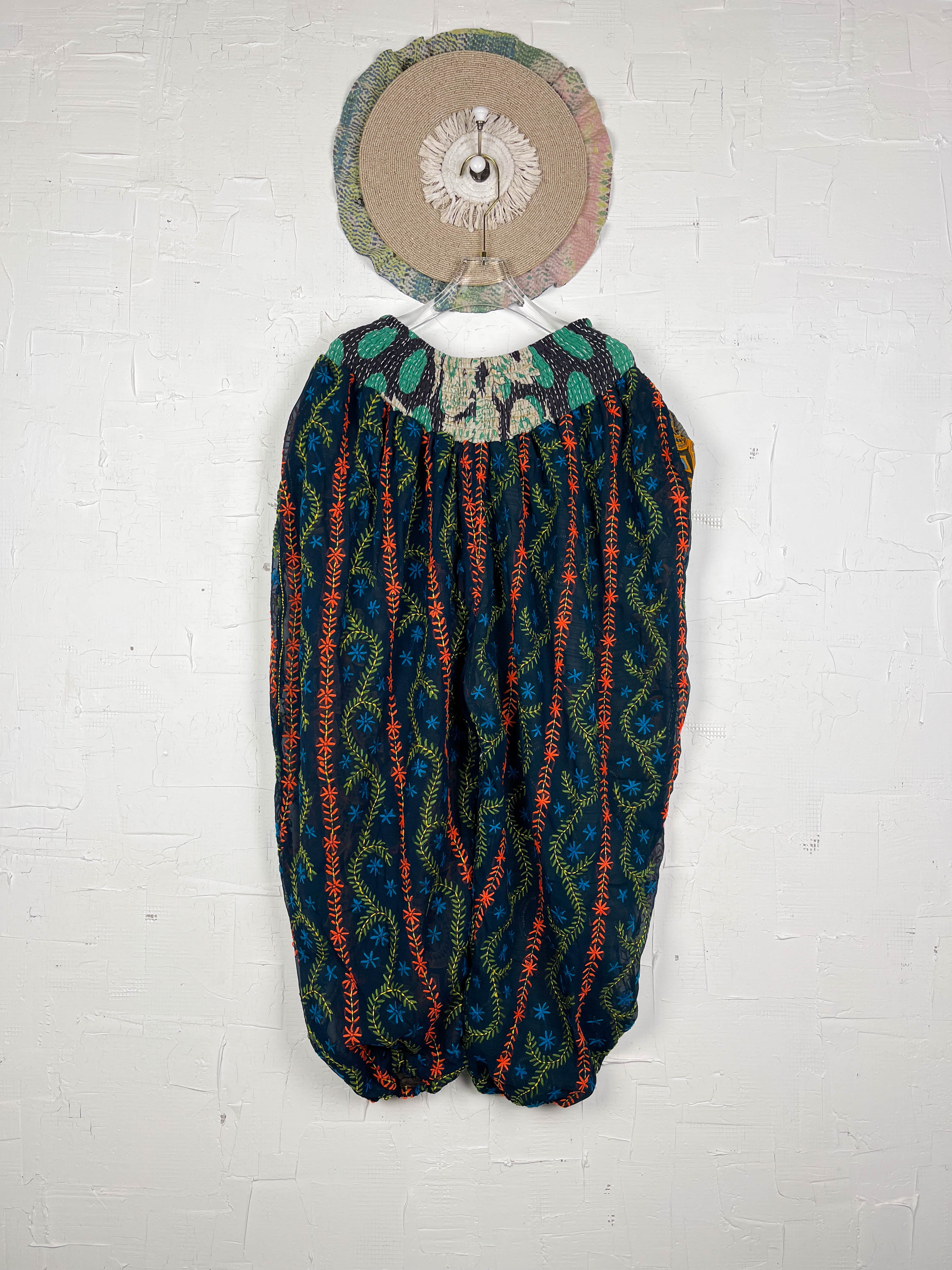 geometric embroidered pants- Love Protect Sustain