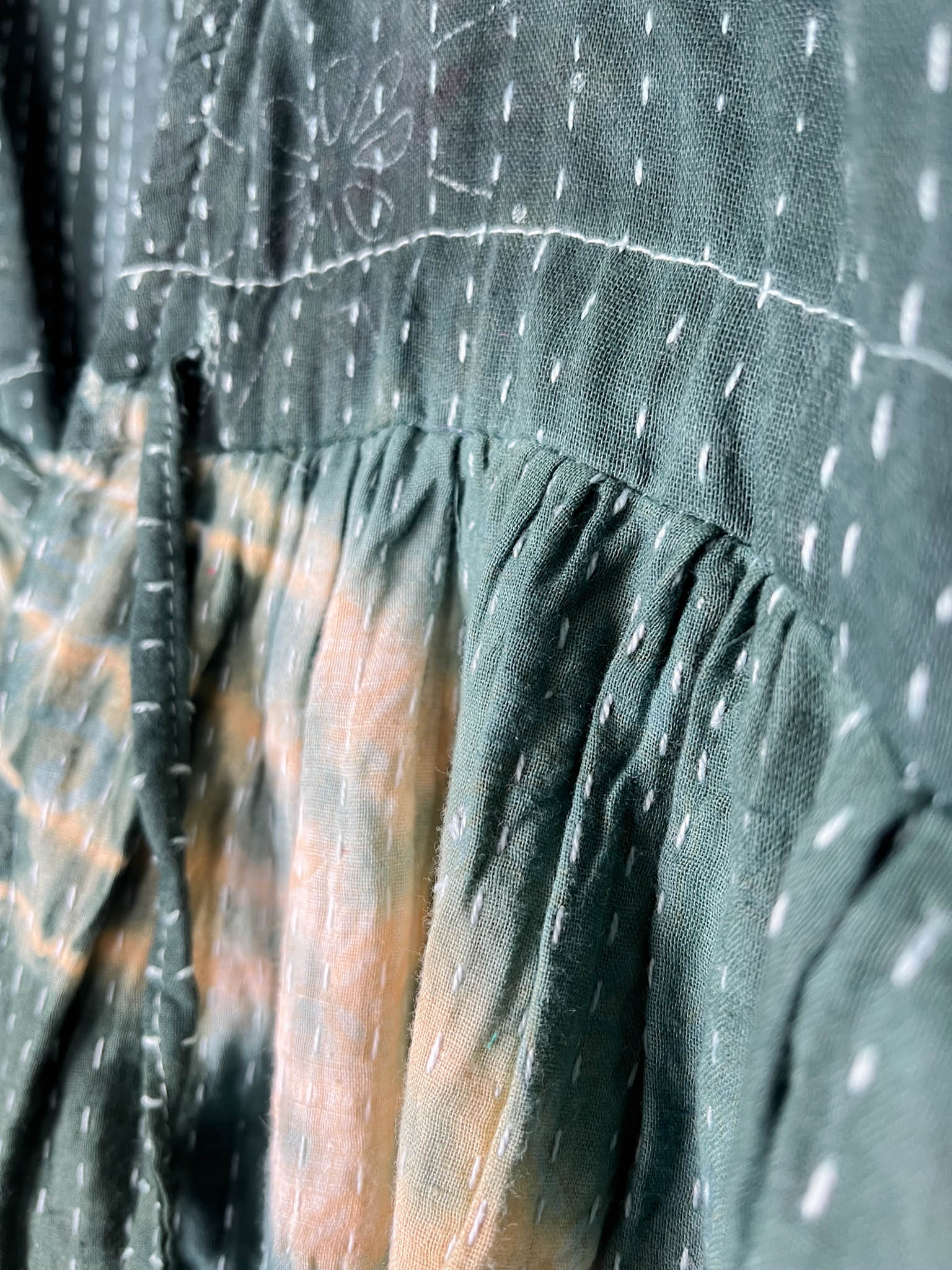 green_tie_dye_kantha_jumpsuit - Love Protect Sustain