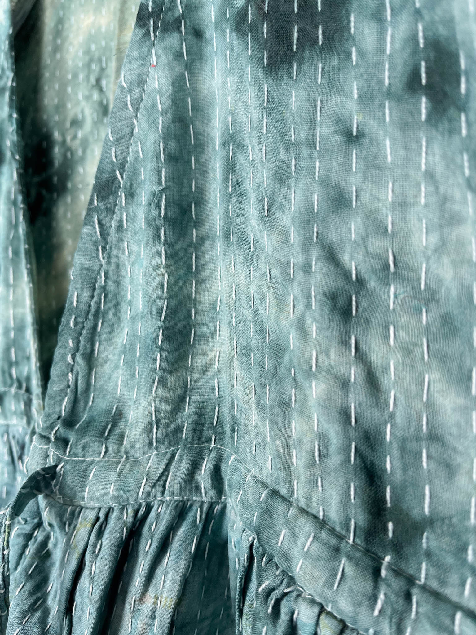 green tie dye kantha jumpsuit - Love Protect Sustain