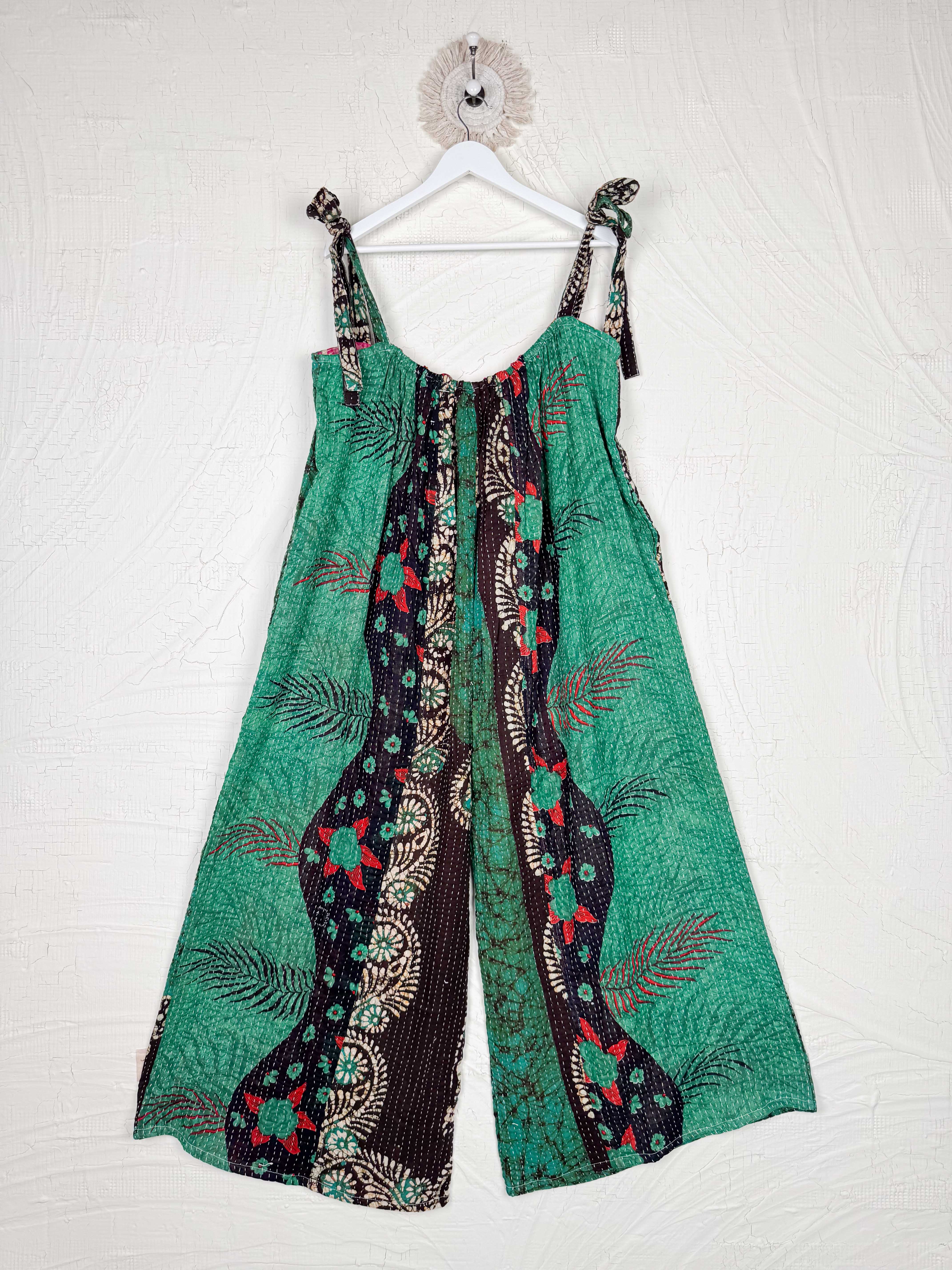 green women vintage kantha jumpsuit - Love Protect Sustain