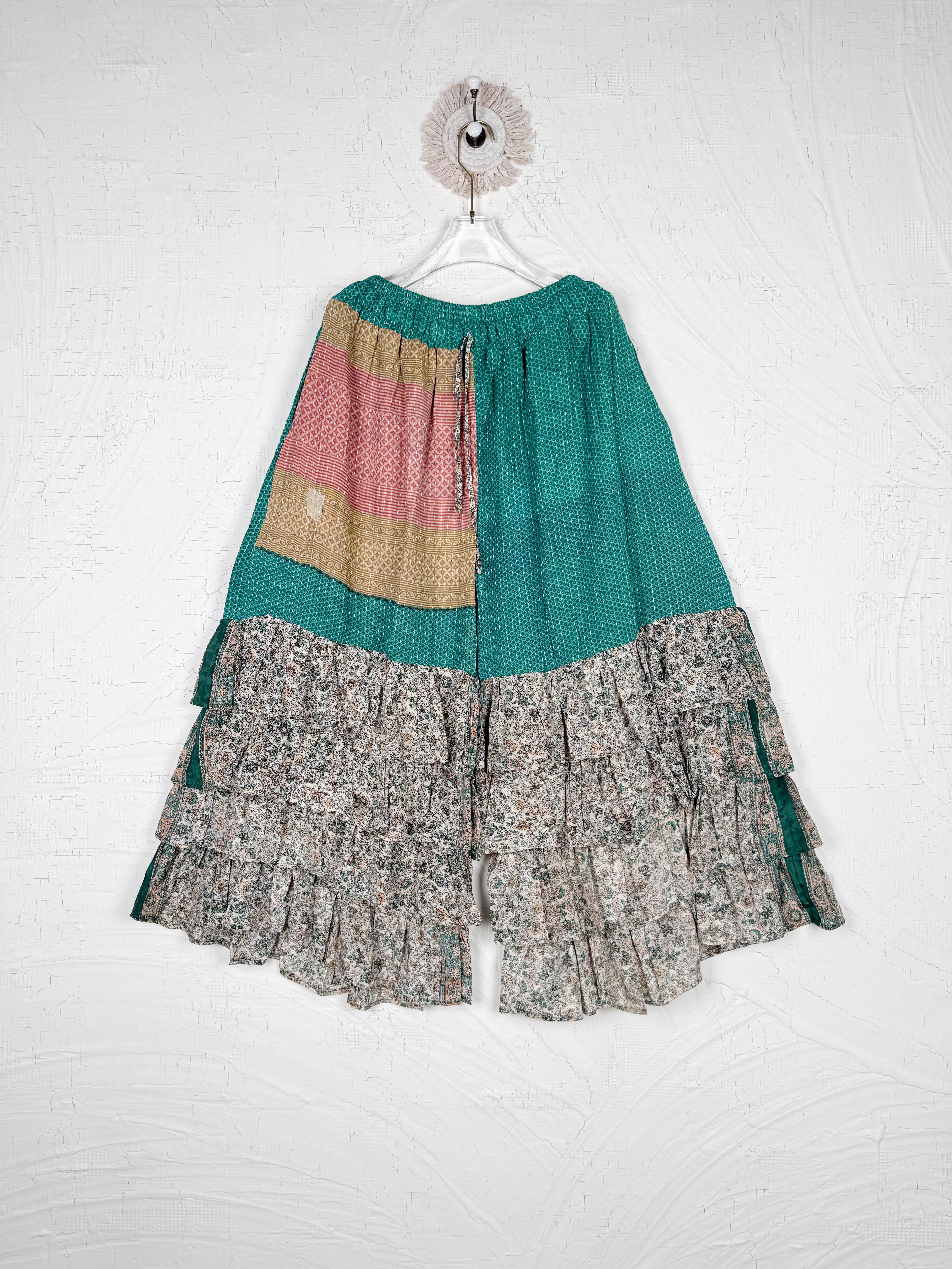 kantha silk frill pants - Love Protect Sustain