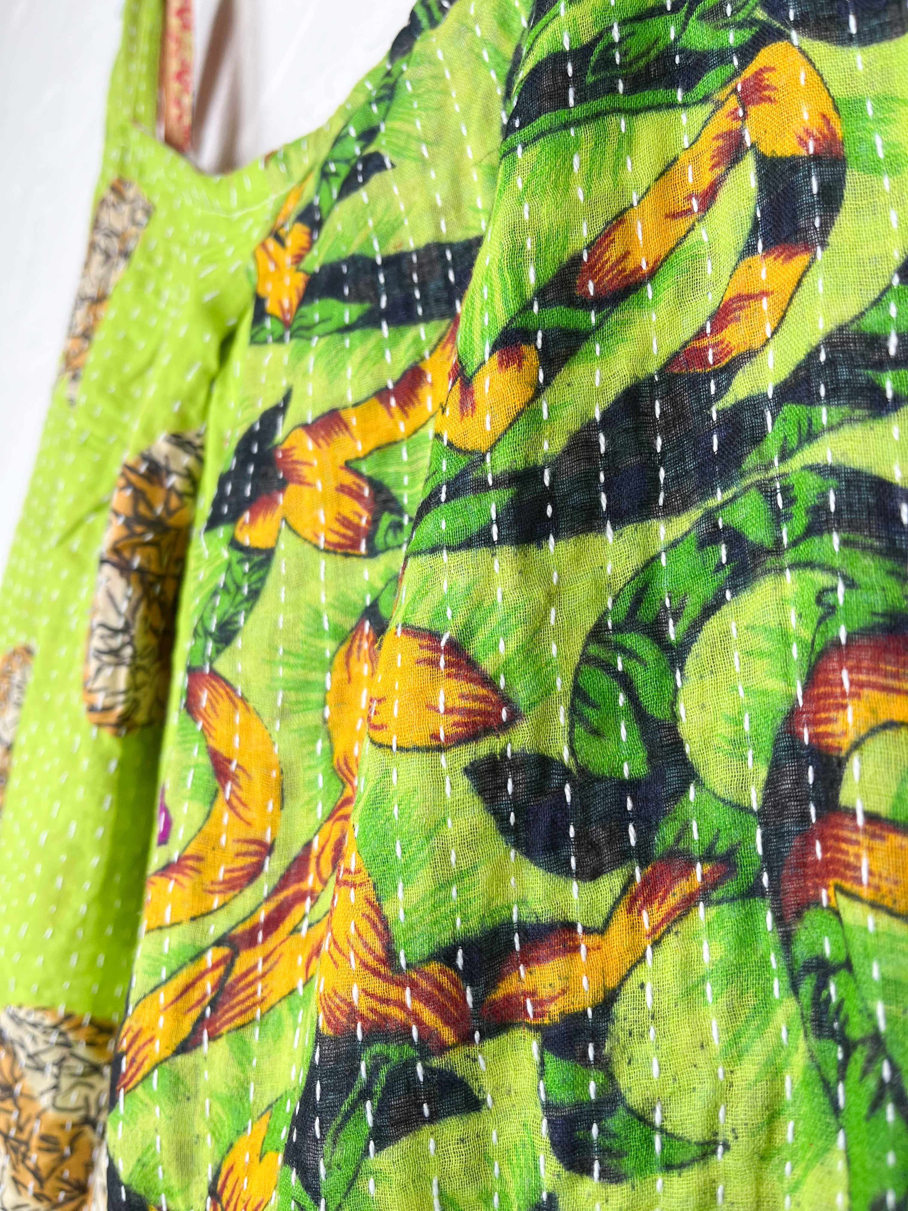 neon green kantha jumpsuit - Love Protect Sustain