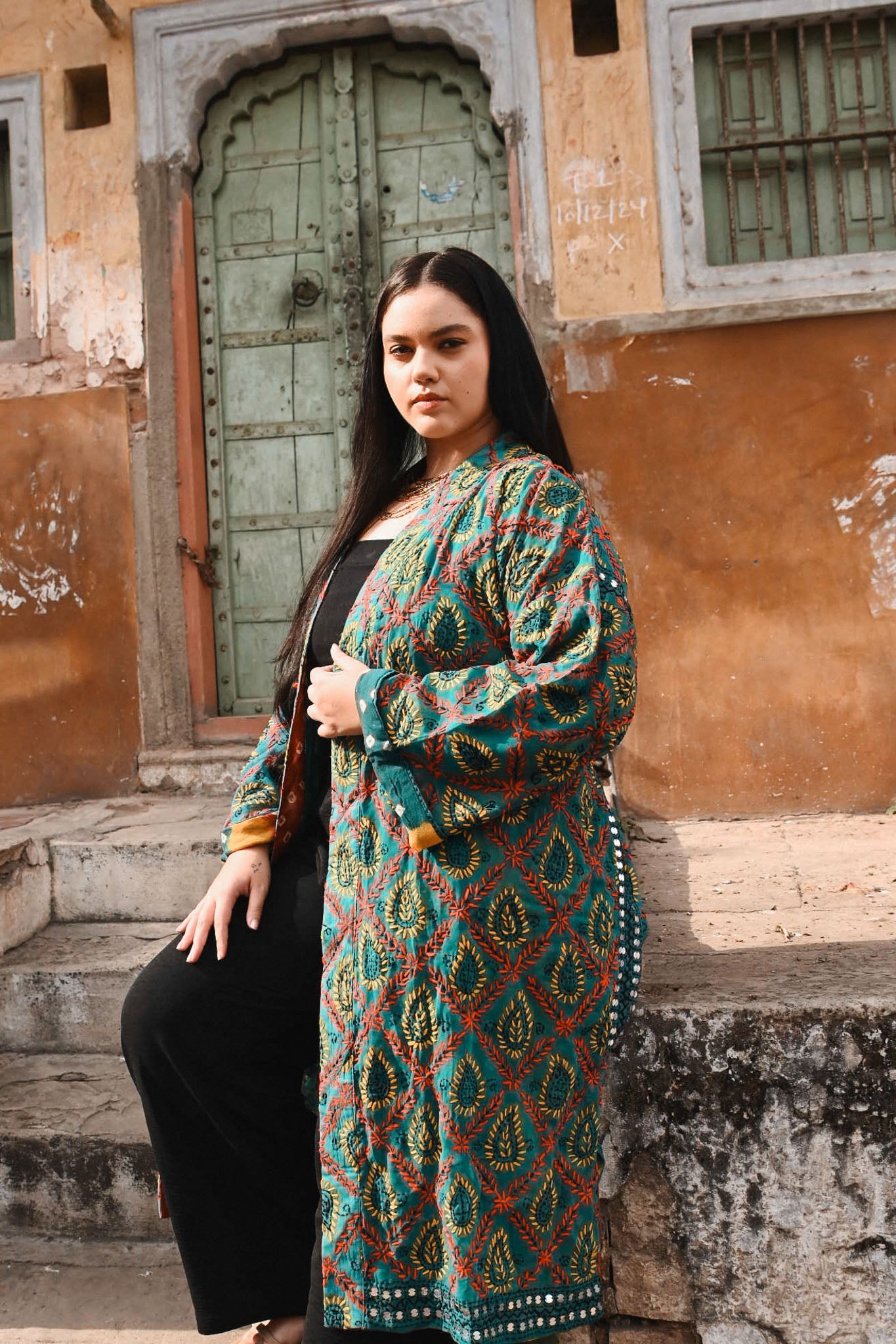 paisley phulkari robe - Love Protect Sustain
