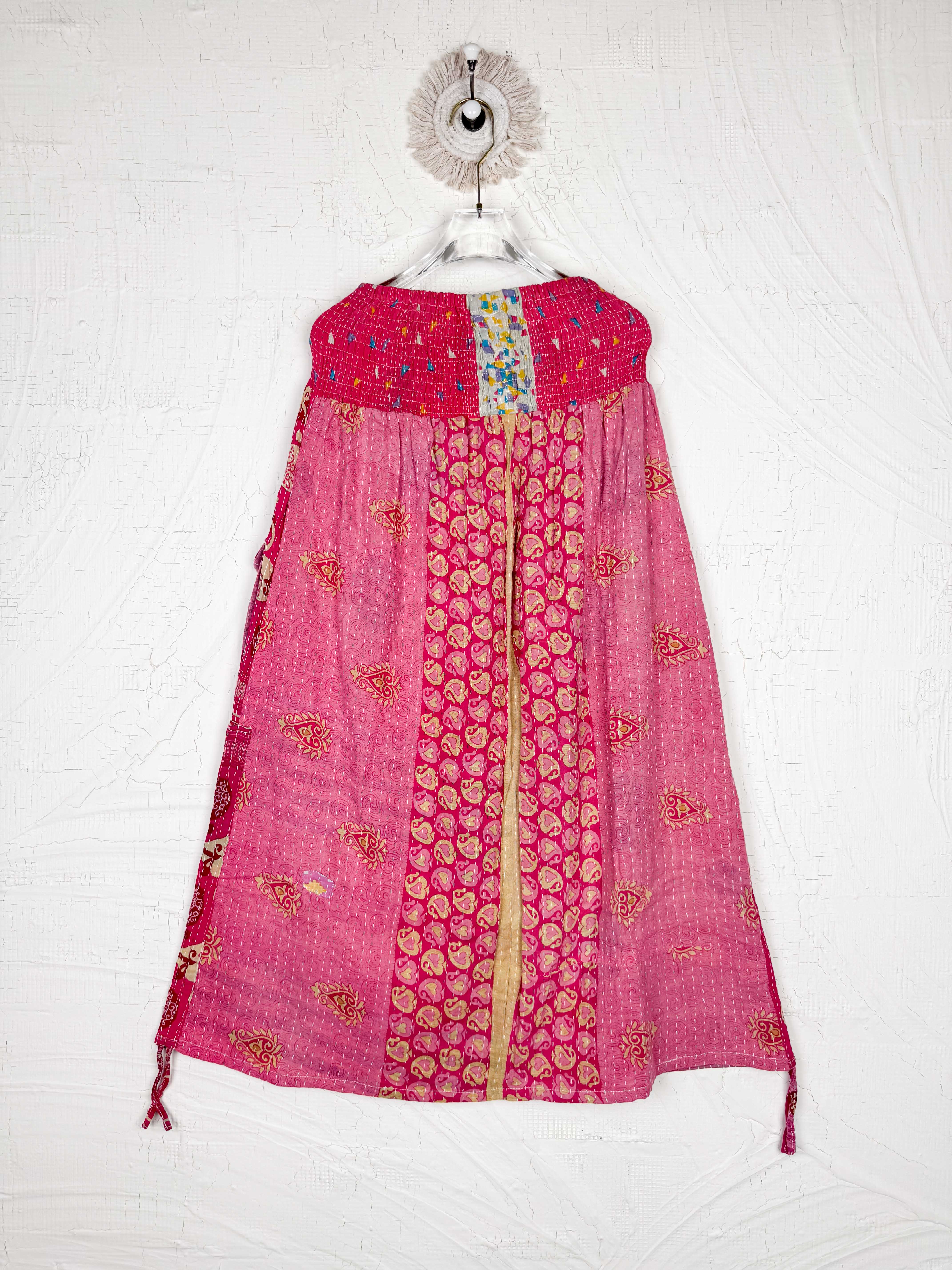 pink women boho skirt - Love Protect Sustain