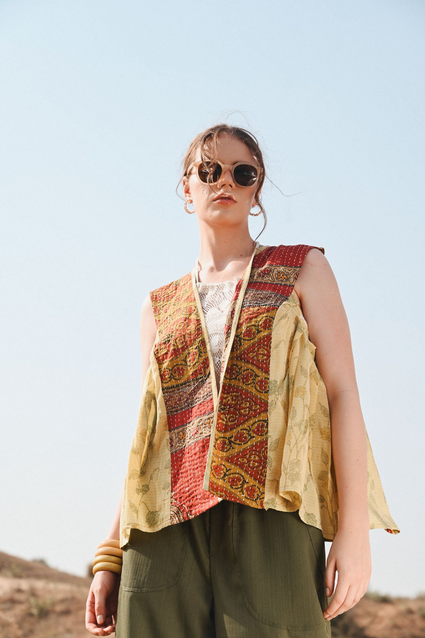 silk-kantha women vest - Love Protect Sustain