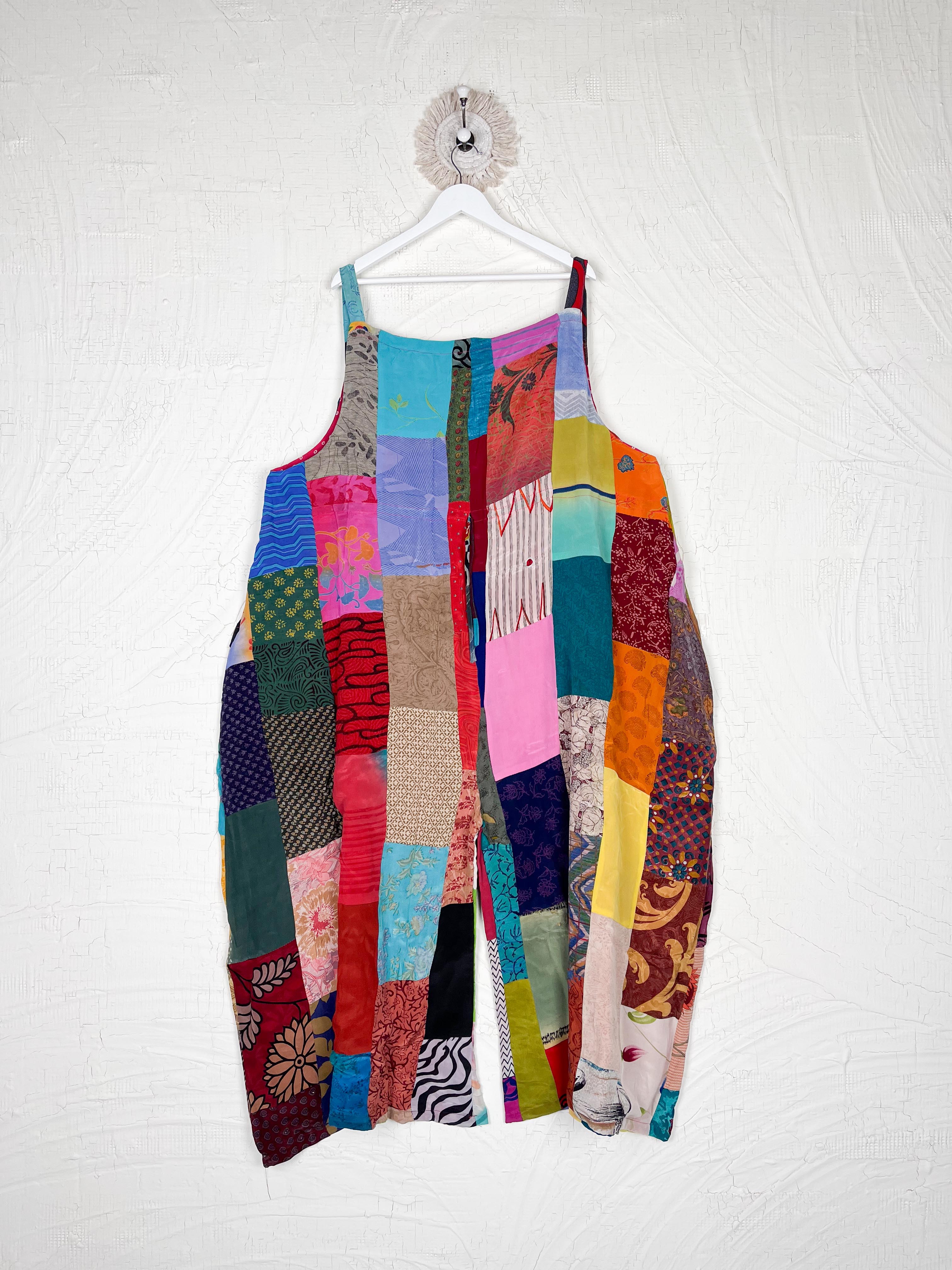 slouchy patchwork jumpsuit women - Love Protect Sustain