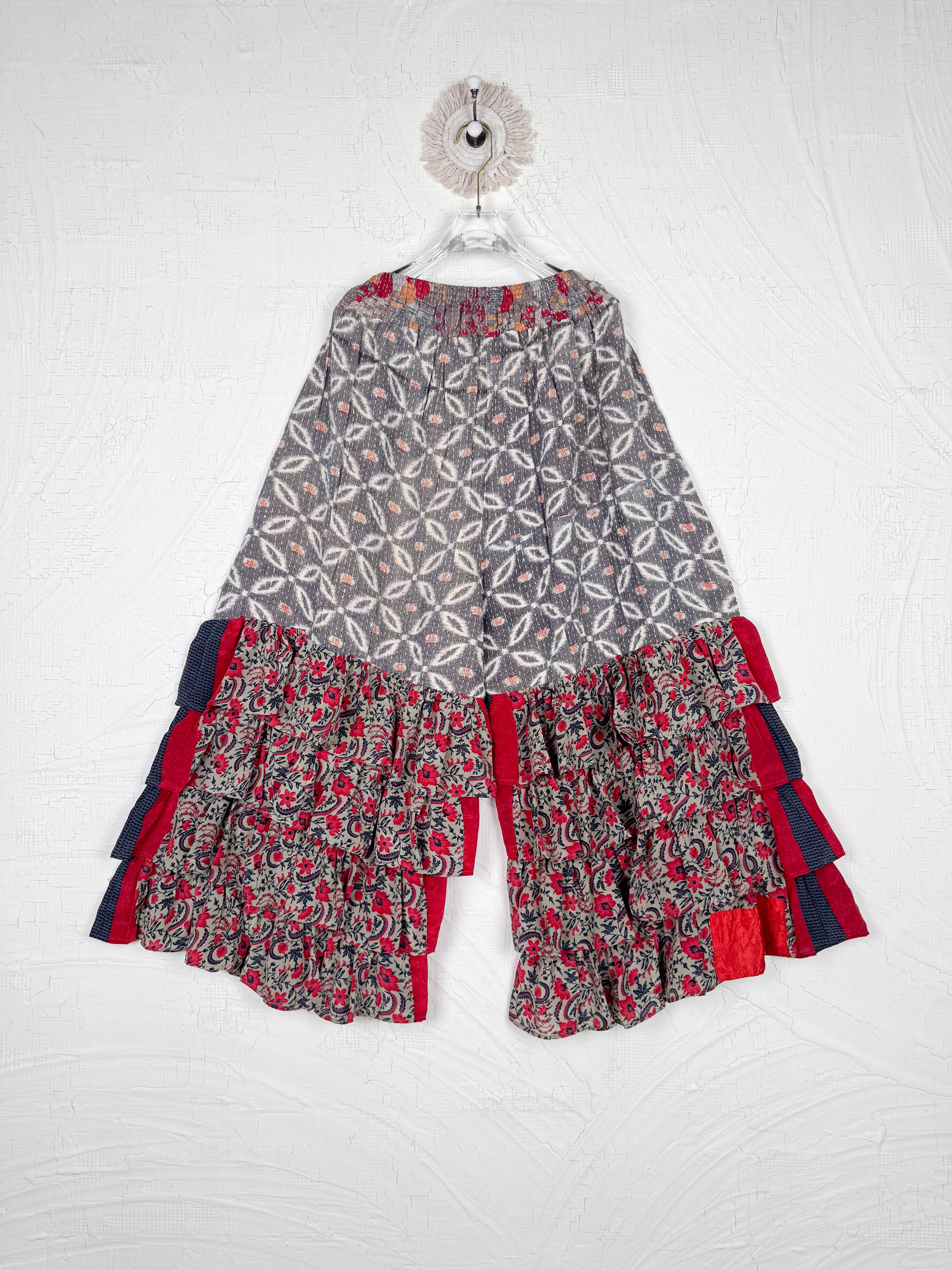 upcycled kantha Ruffle Pants - Love Protect Sustain
