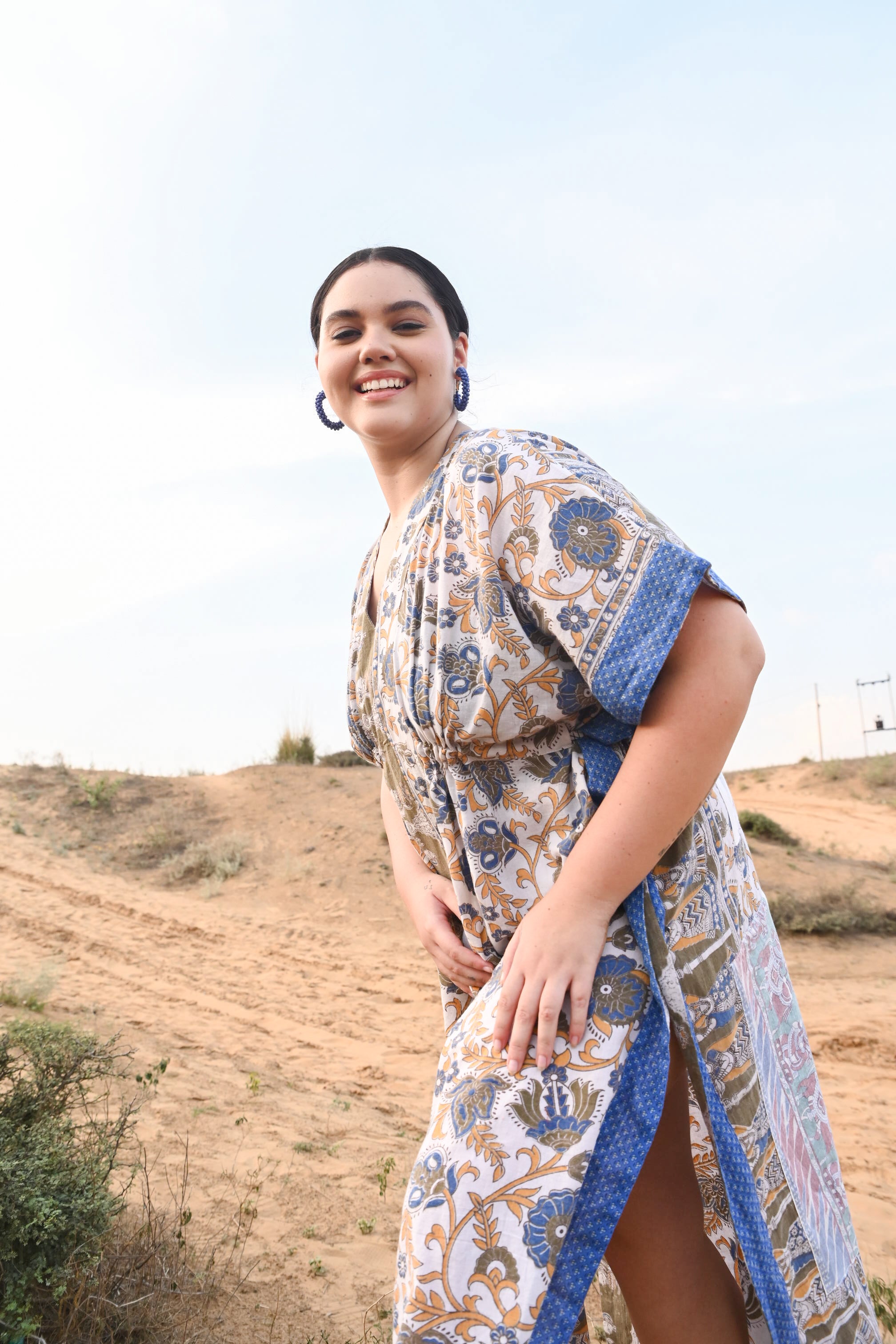 women cotton paisley kaftan - Love Protect Sustain