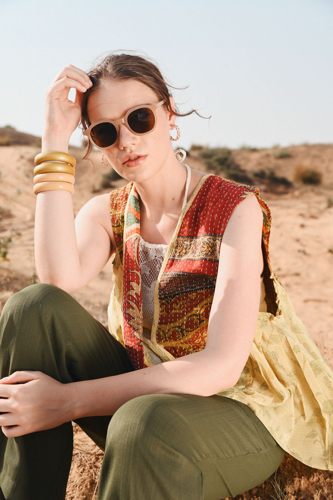 women kantha silk vest - Love Protect Sustain