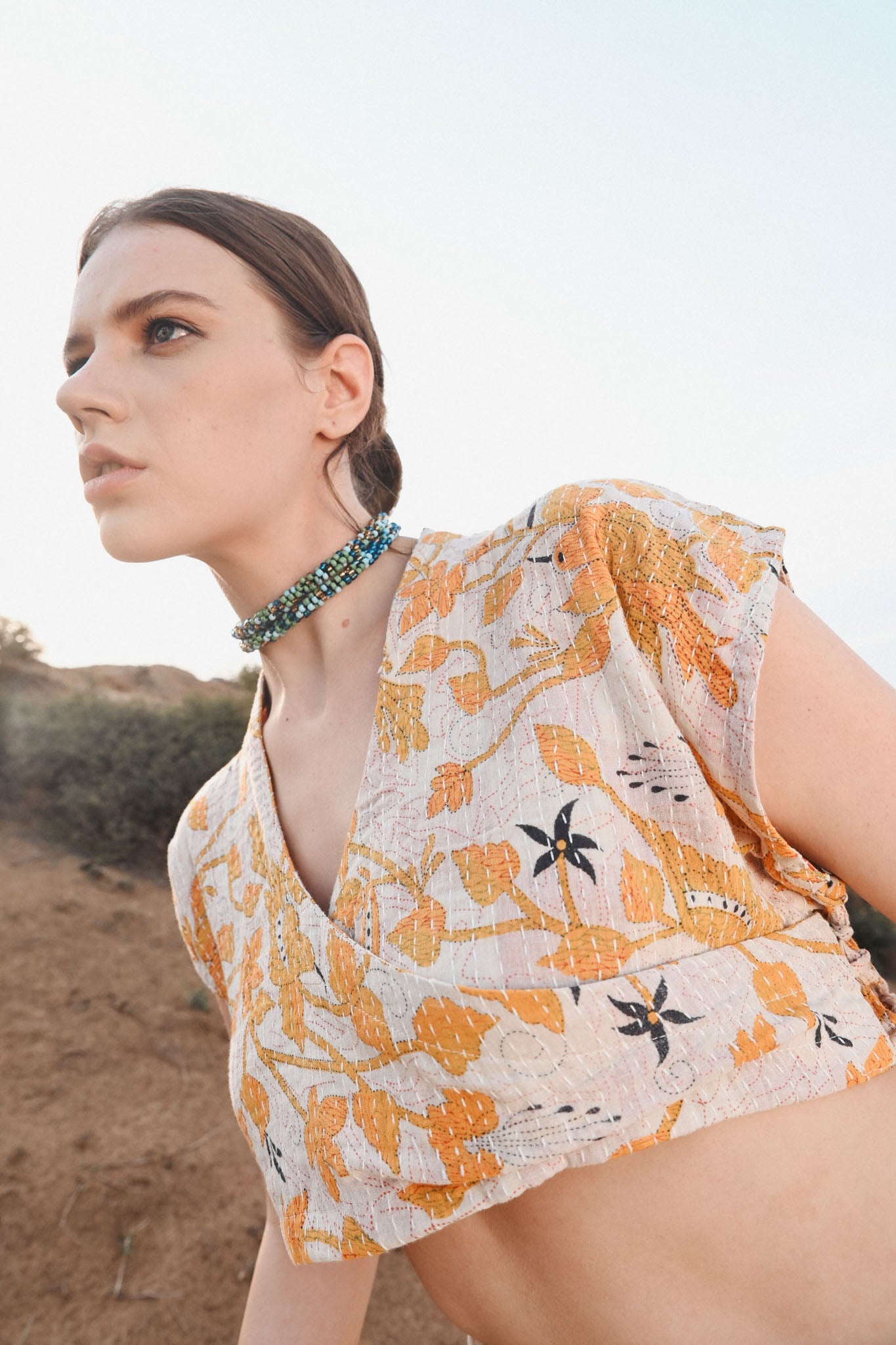 women vintage cropped top - Love Protect Sustain