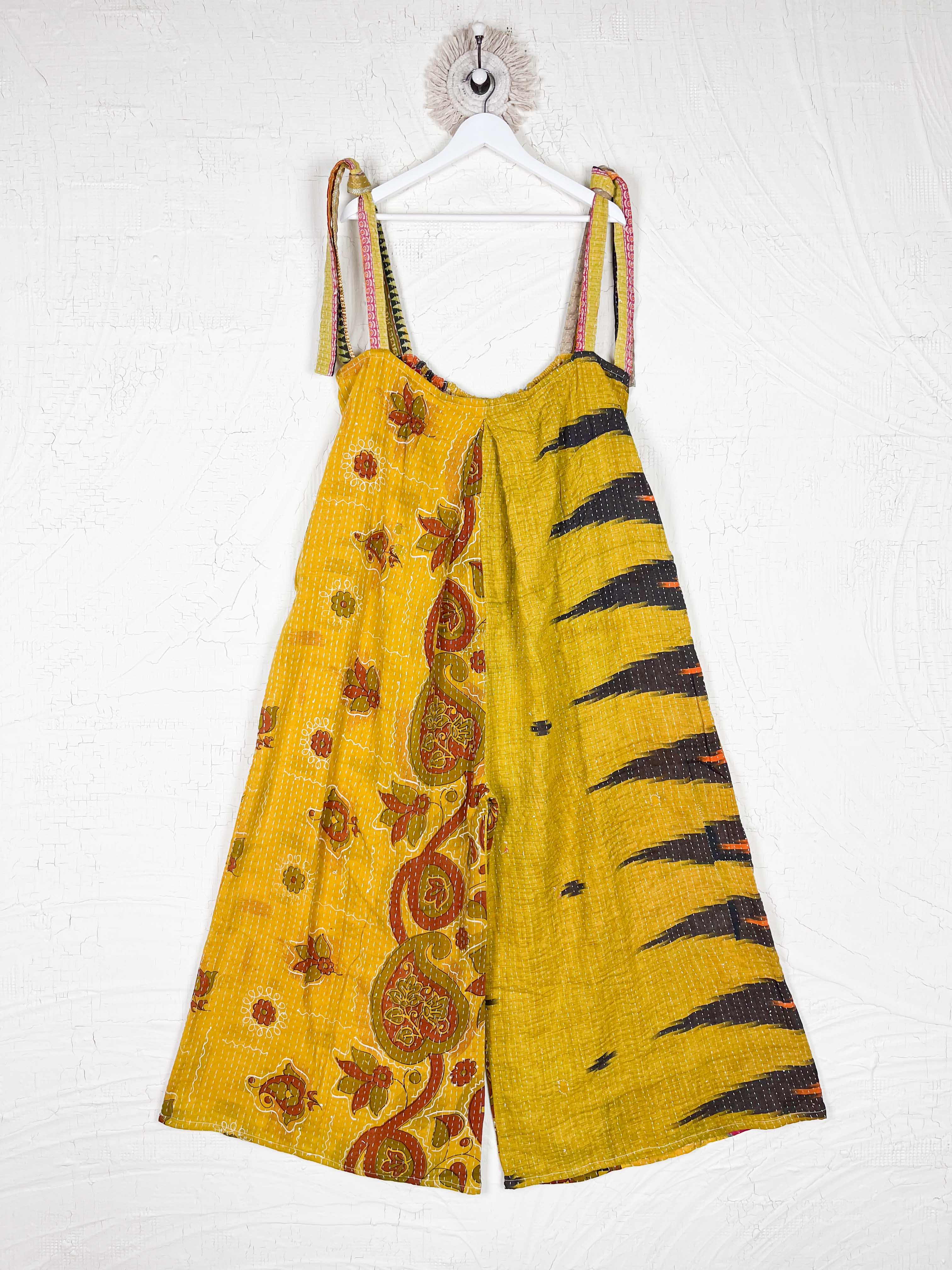 yellow Handmade embroidered jumpsuit - Love Protect Sustain